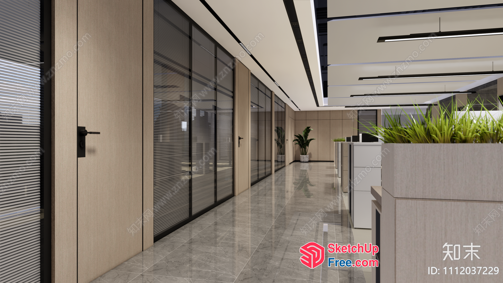 Office Building Interior Design With Modern Style 3D SketchUp File
