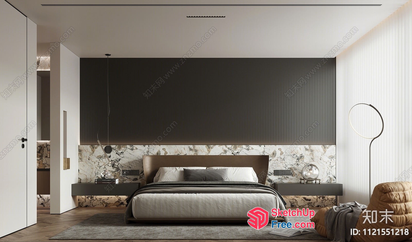 Modern Minimalist Bedroom With Sleek Furniture And Natural Light 3D SketchUp File