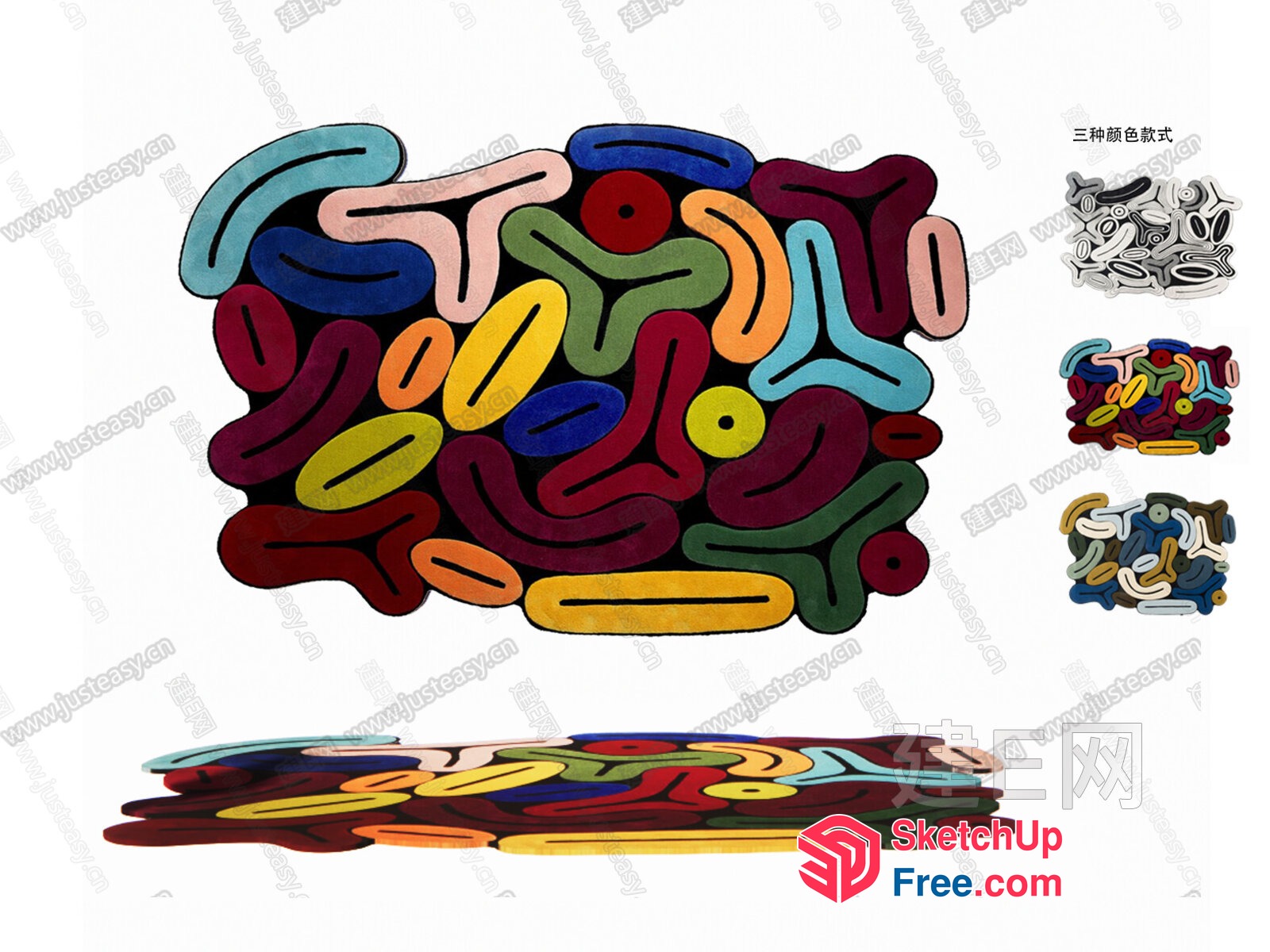 Colorful Abstract Artistic Rug Design 3D SketchUp File