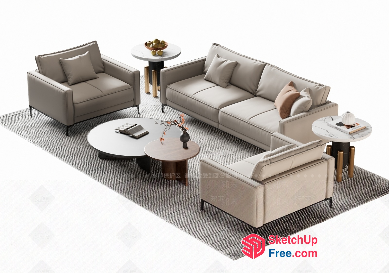 Modern Minimalist Living Room Furniture Set 3D SketchUp File