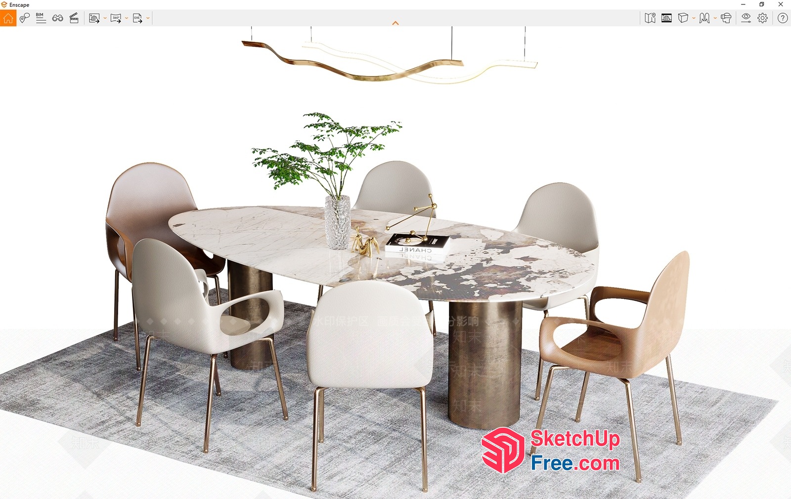 Elegant Modern Dining Room Scene 3D SketchUp File