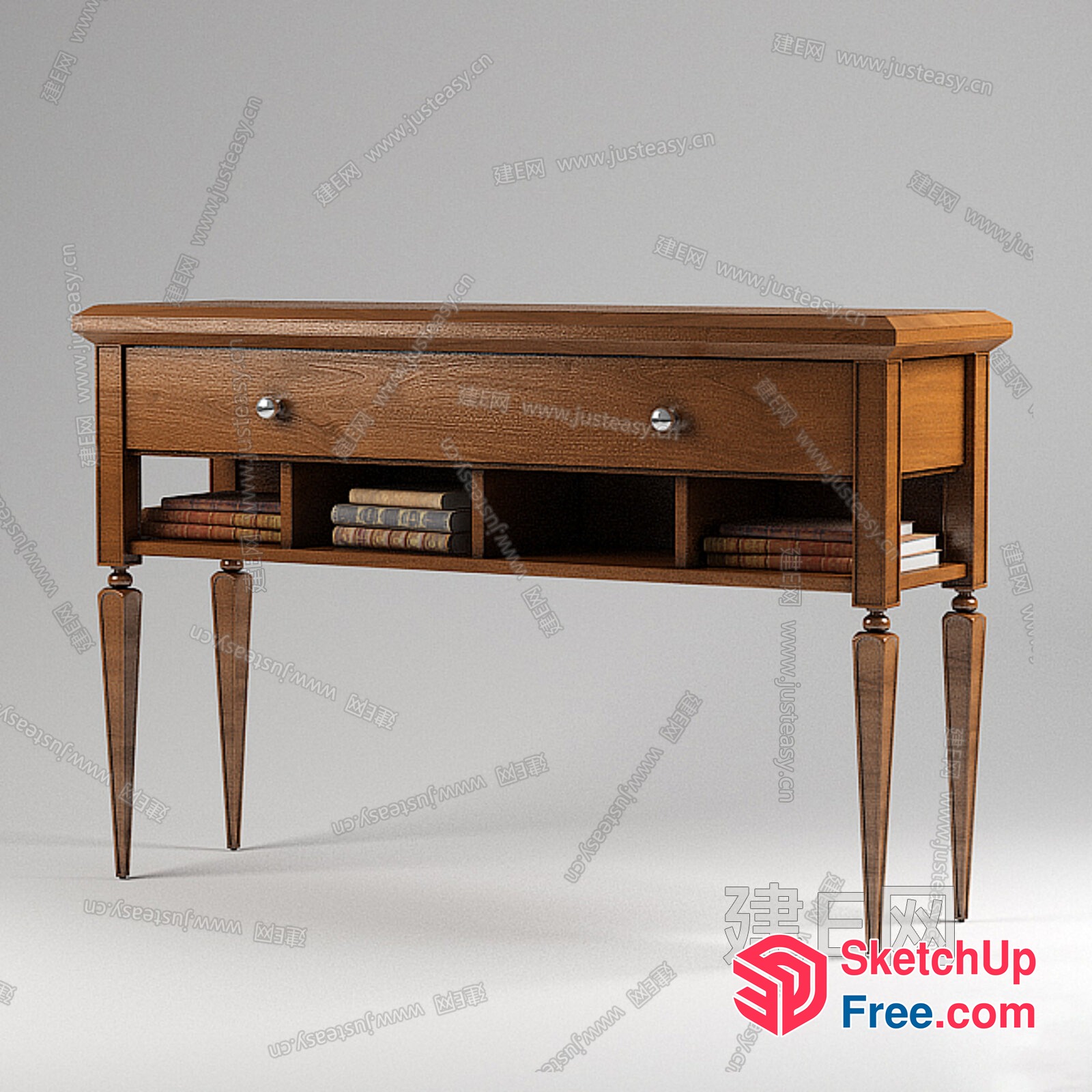 Classic Wooden Sideboard With Storage And Drawers 3D SketchUp File