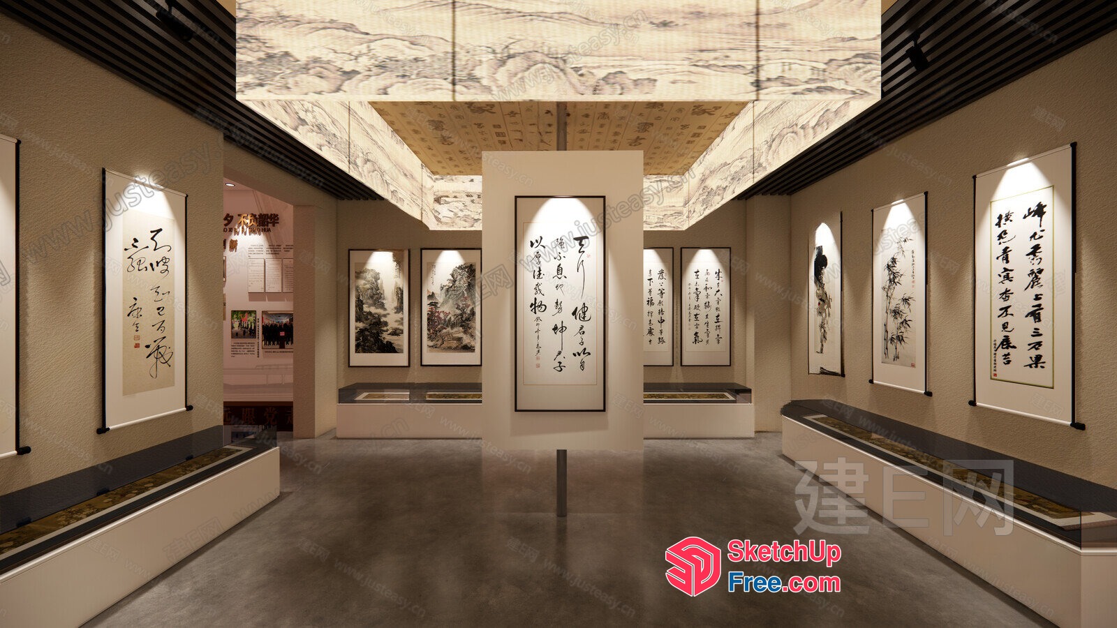 Traditional Chinese Calligraphy Artwork Display 3D SketchUp File