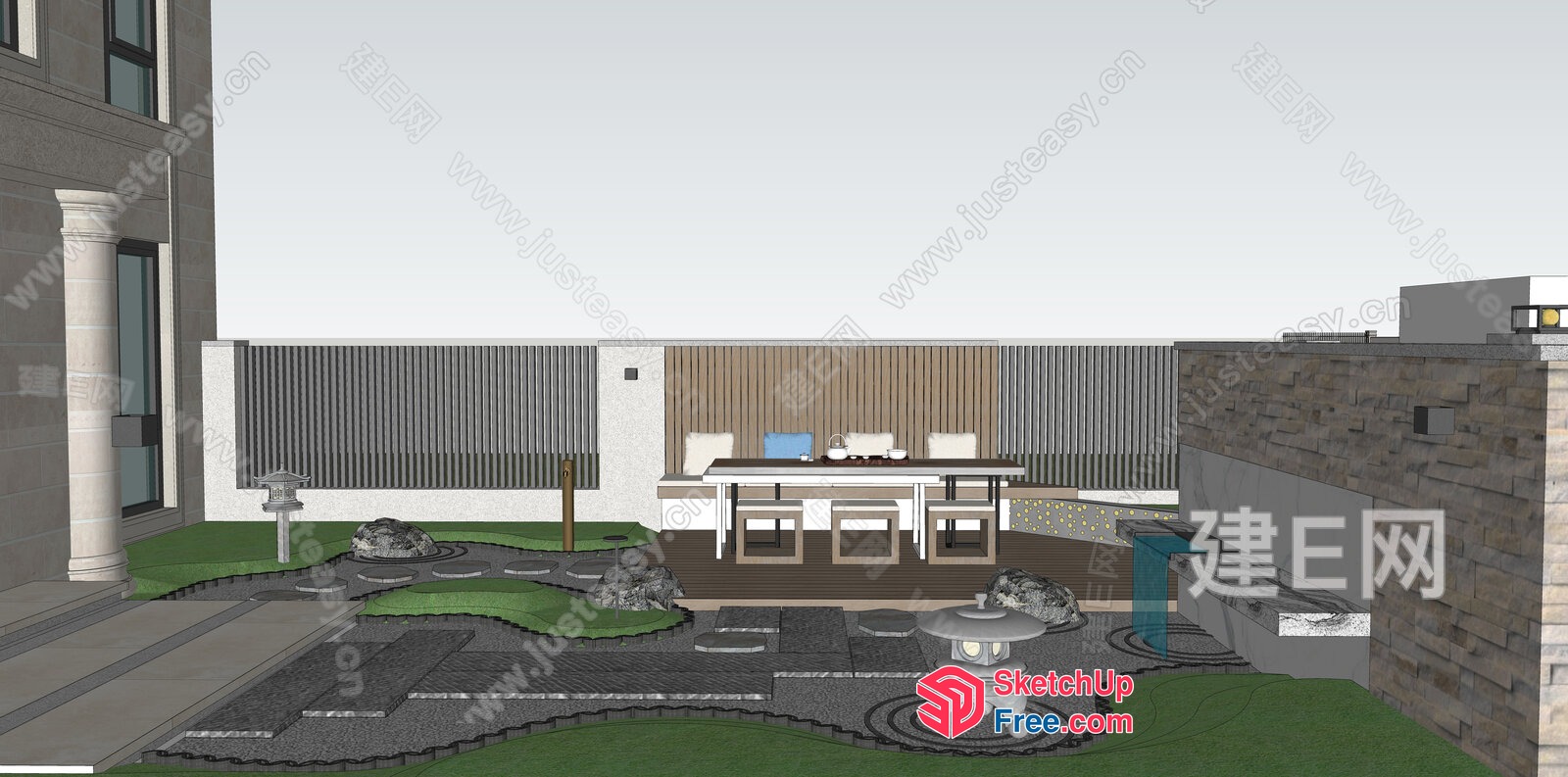 Modern Japanese-Style Exterior Villa 3D SketchUp File