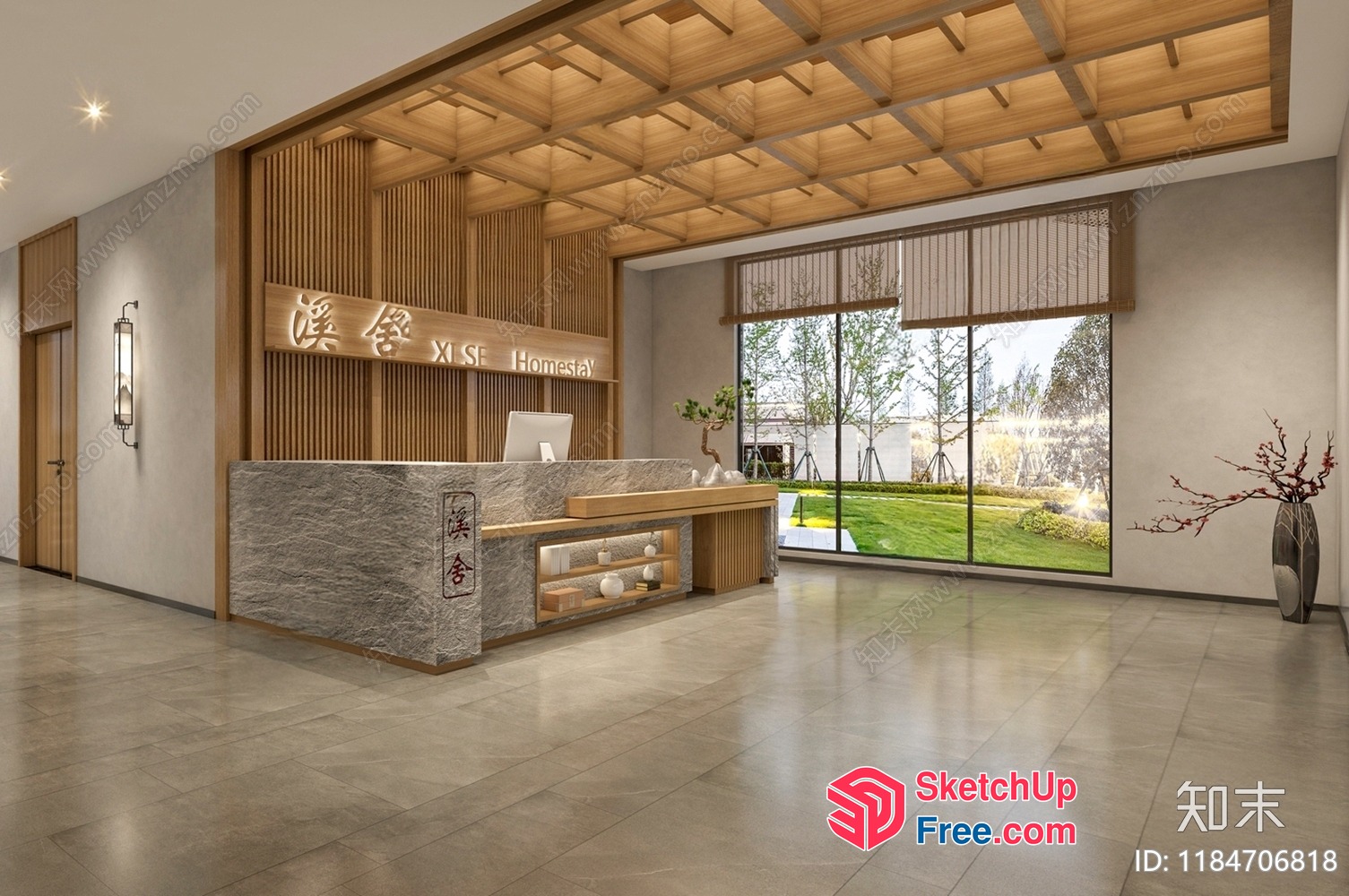 Modern Homestay Reception Desk 3D SketchUp File