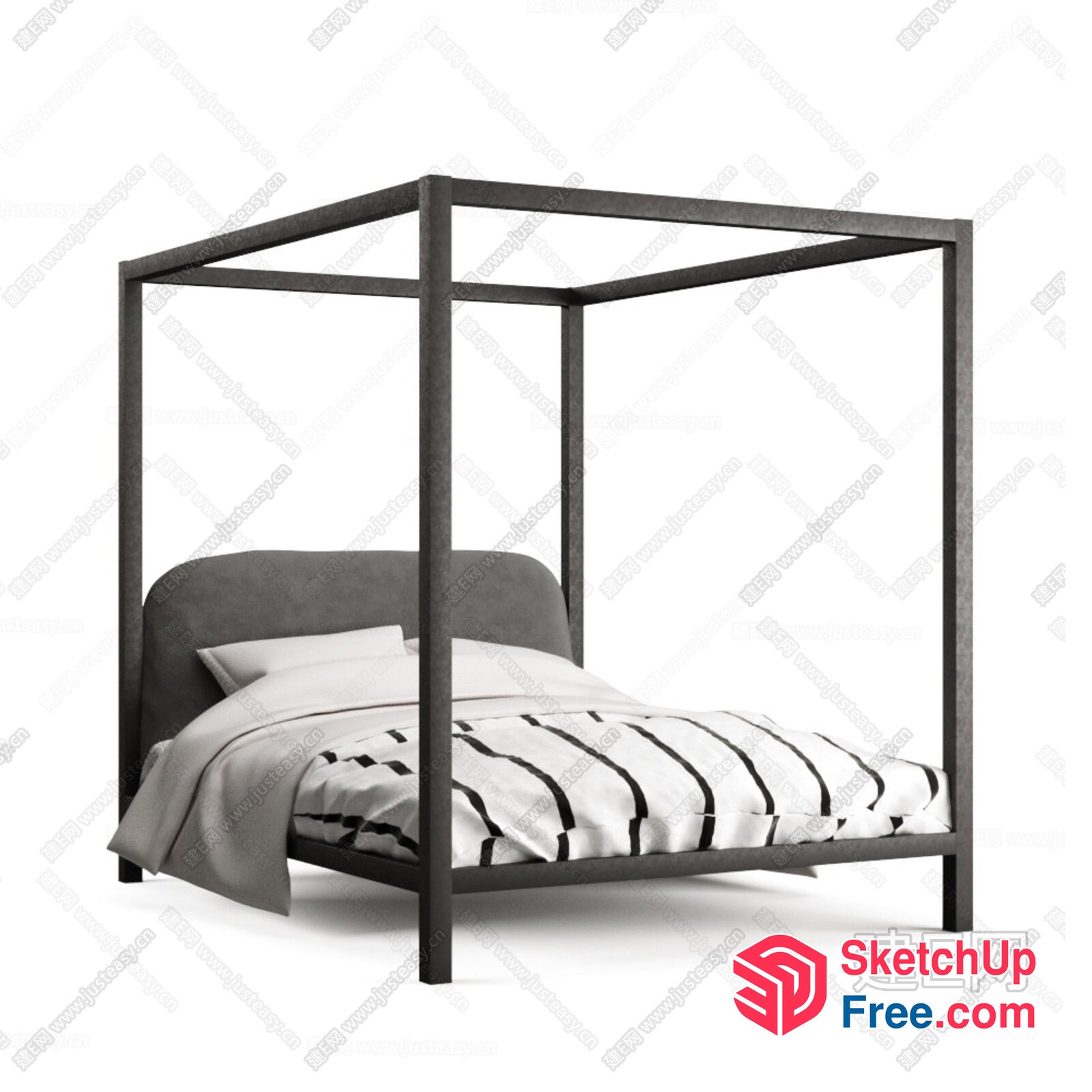 Modern Minimalist Four-Poster Bed 3D SketchUp File