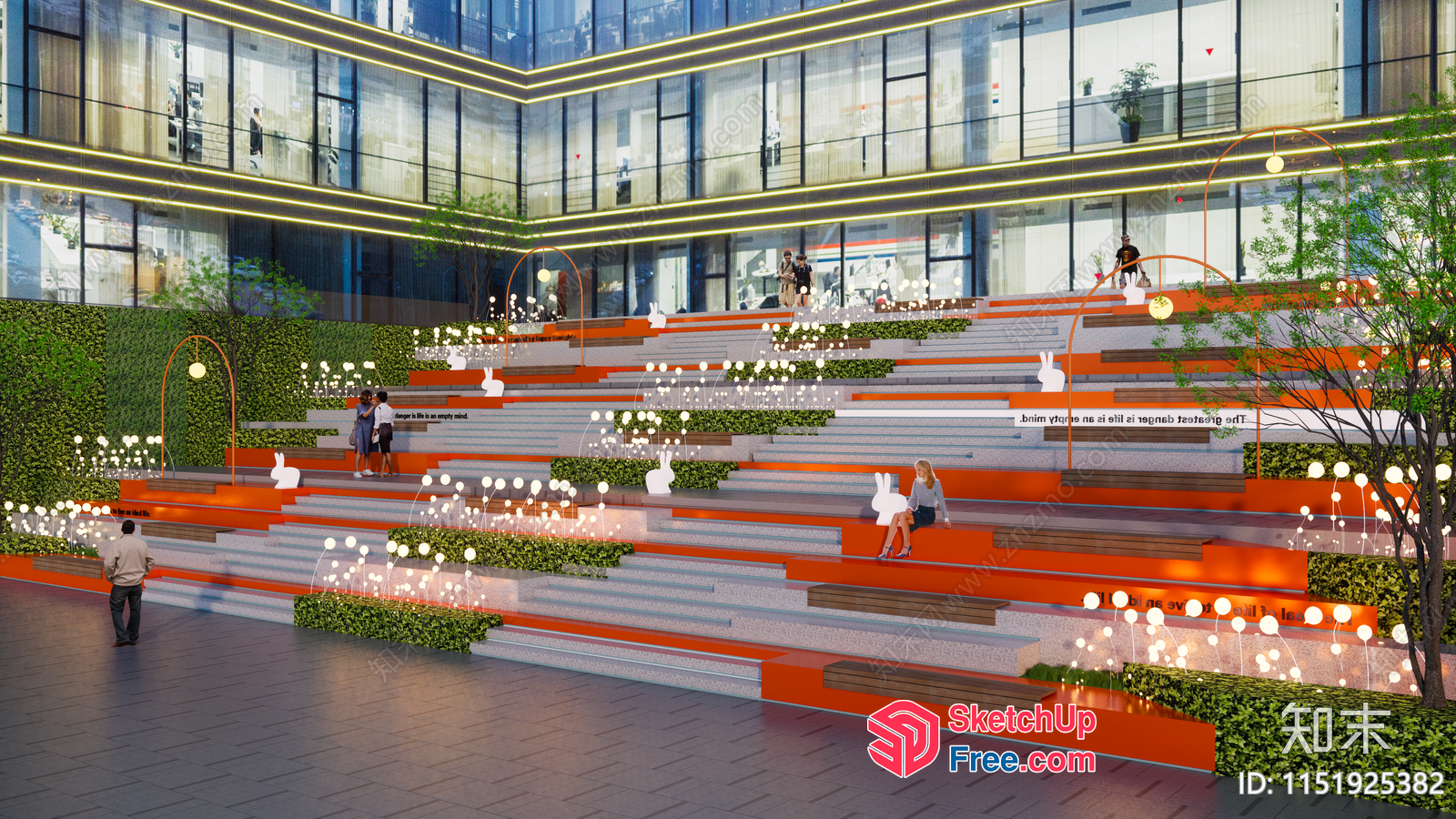 Staircase With Rabbit Decorations And Green Wall 3D SketchUp File