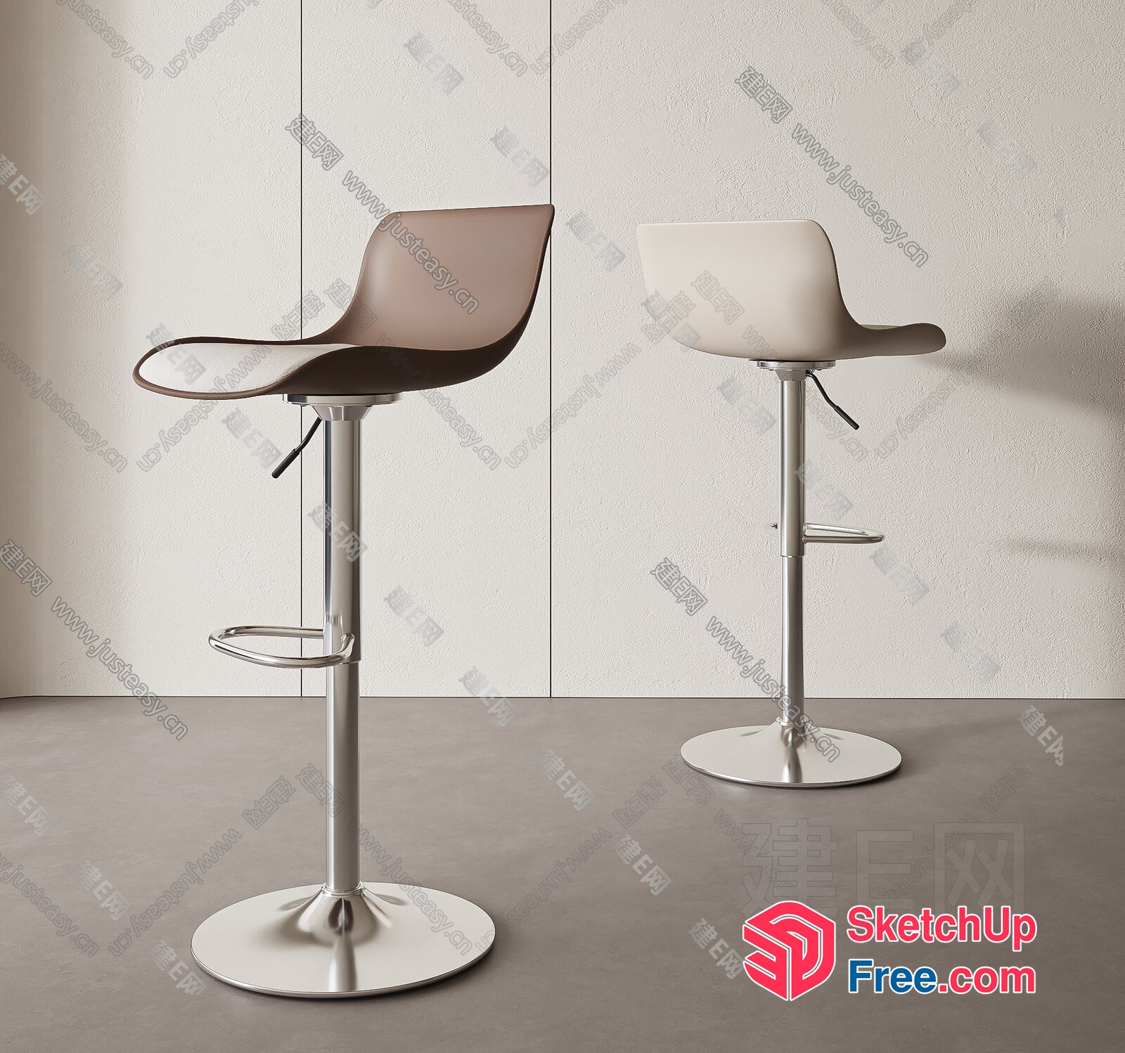 Modern Bar Stools With Adjustable Height 3D SketchUp File