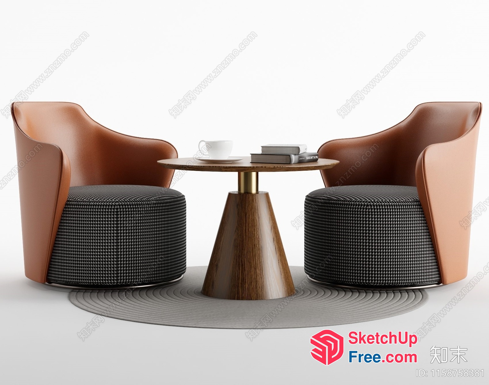 Round Table And Two Chairs 3D SketchUp File