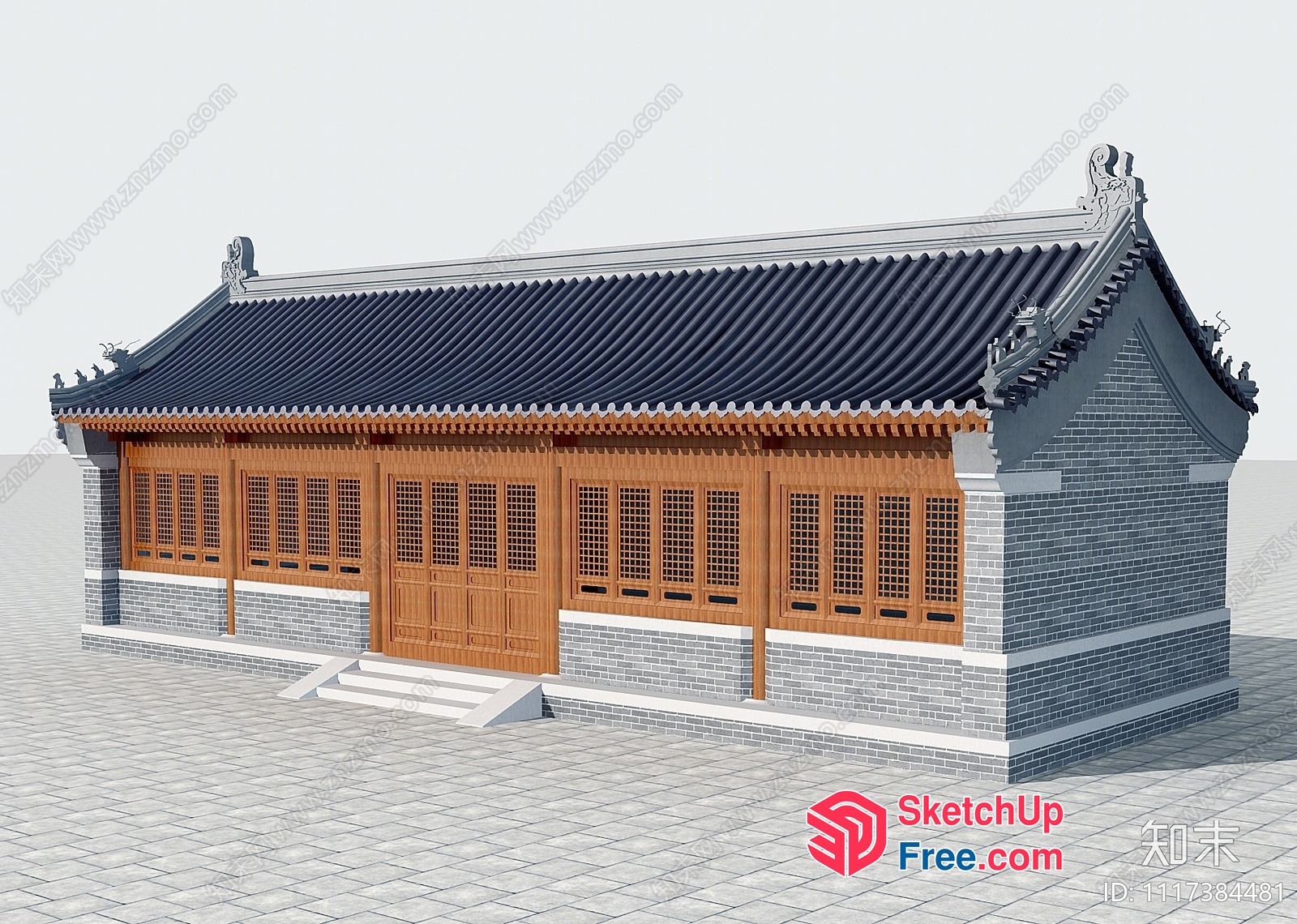 Traditional Asian Building Exterior 3D SketchUp File