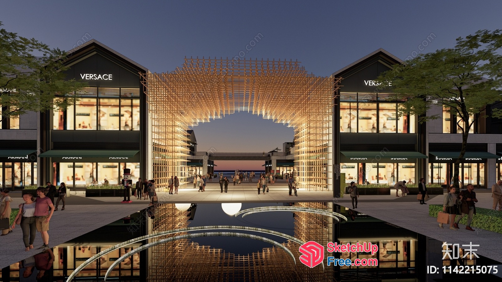 Elegant Outdoor Commercial Street 3D SketchUp File