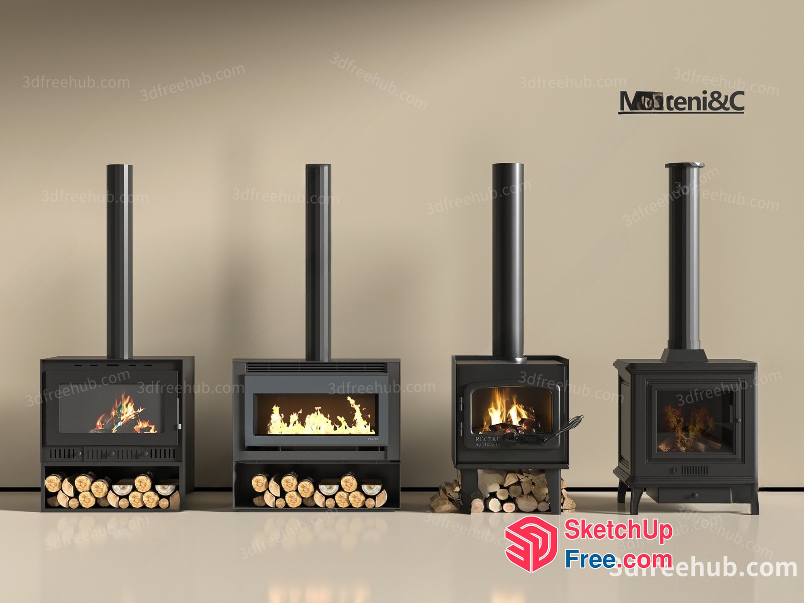 Modern Fireplace Decorations In A Contemporary Setting 3D SketchUp File