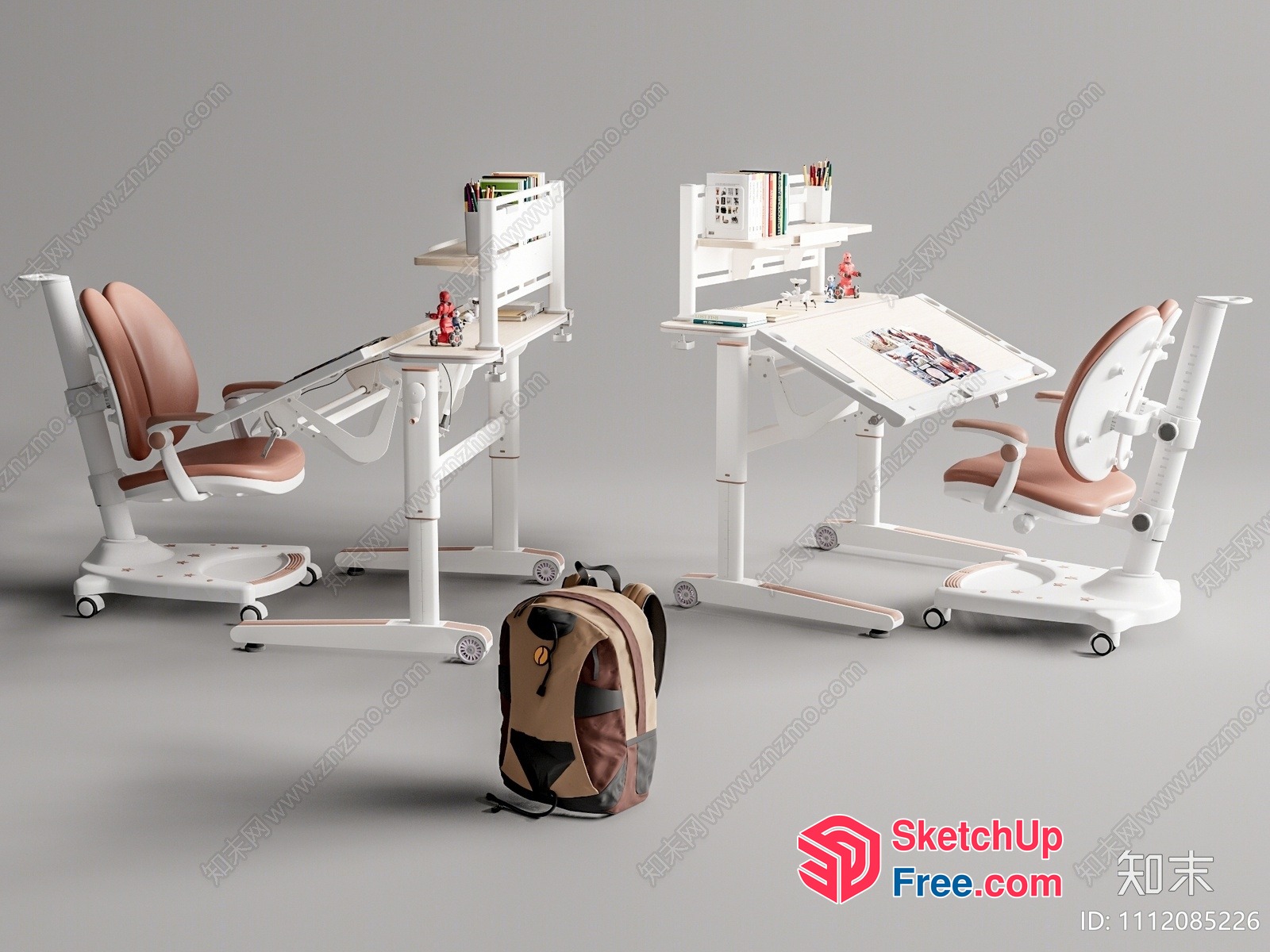 Modern White And Brown Office Furniture 3D SketchUp File