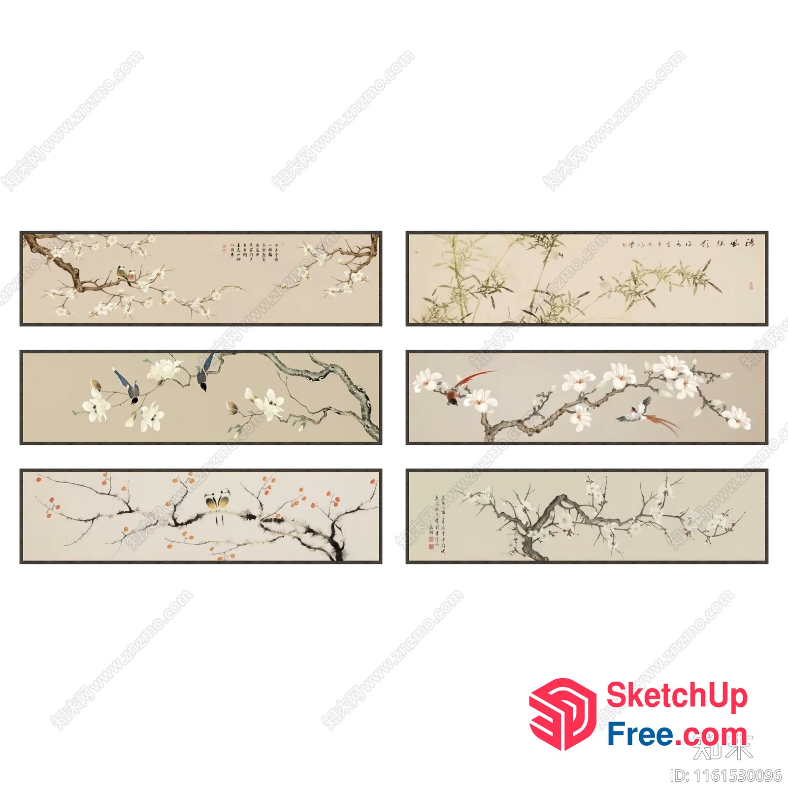 Elegant Traditional Asian-Inspired Floral Decorations 3D SketchUp File
