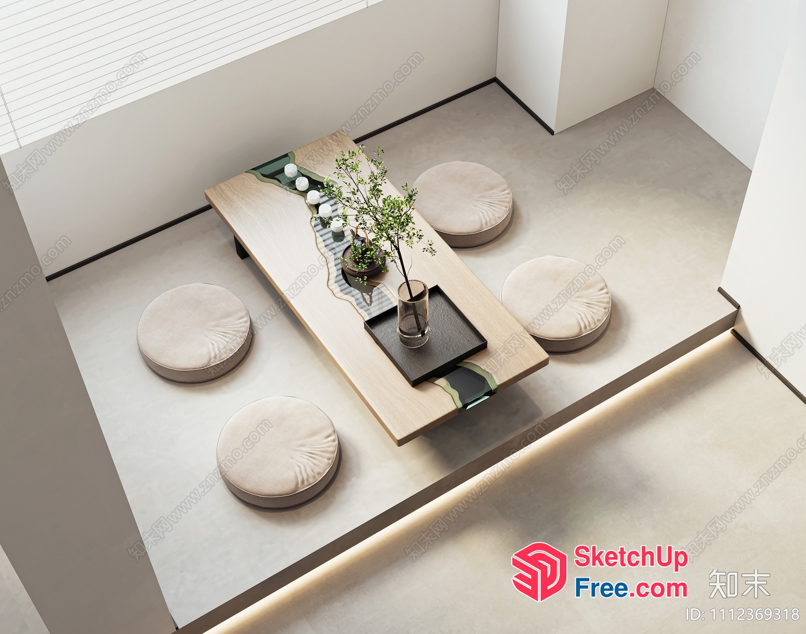 Minimalist Japanese Style Living Room 3D SketchUp File