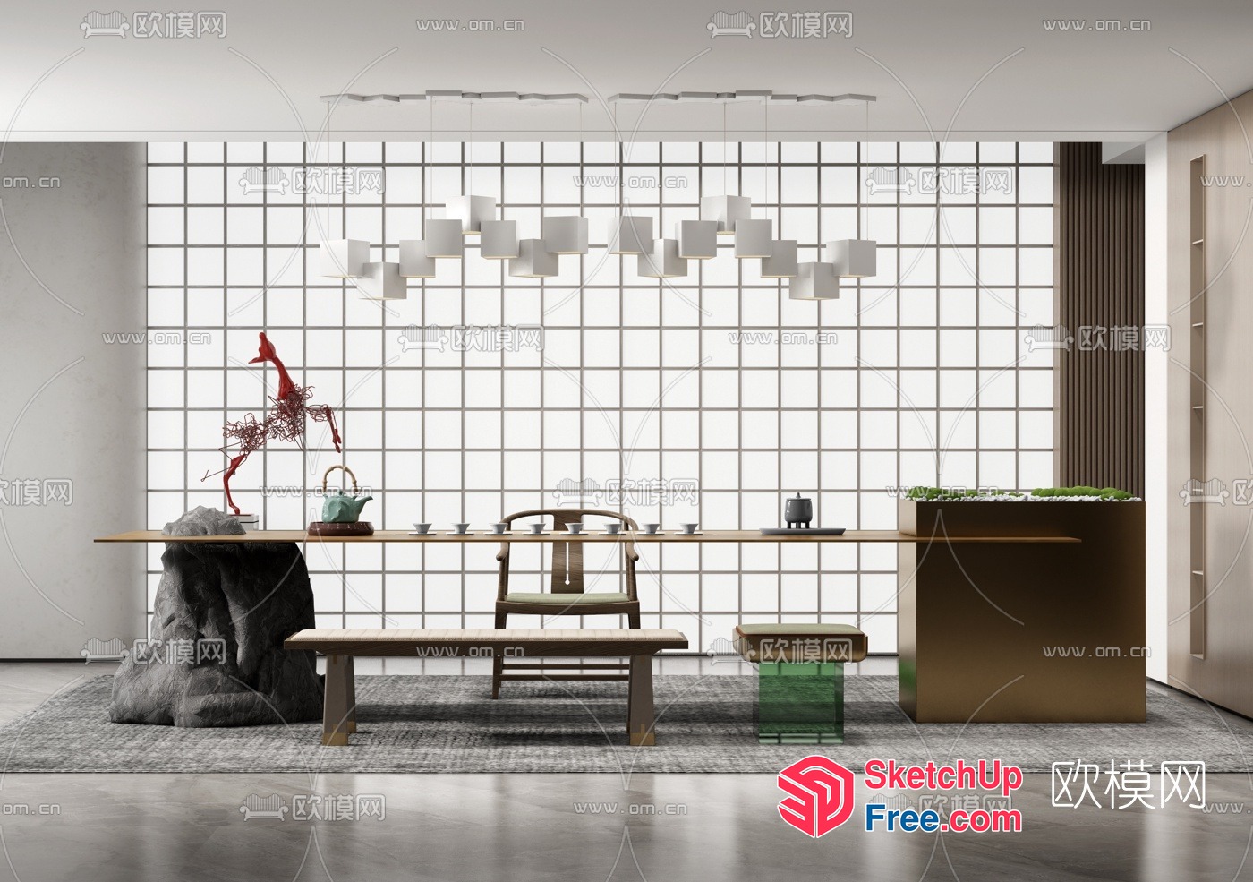 Modern Japanese Style Dining Room 3D SketchUp File
