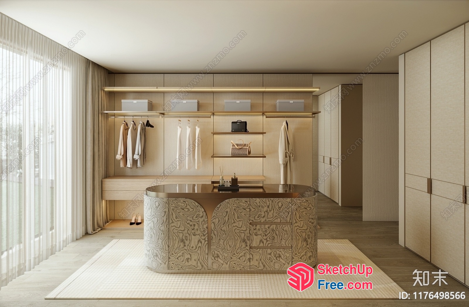 Modern Minimalist Creamy Style Luxury Living Room 3D SketchUp File