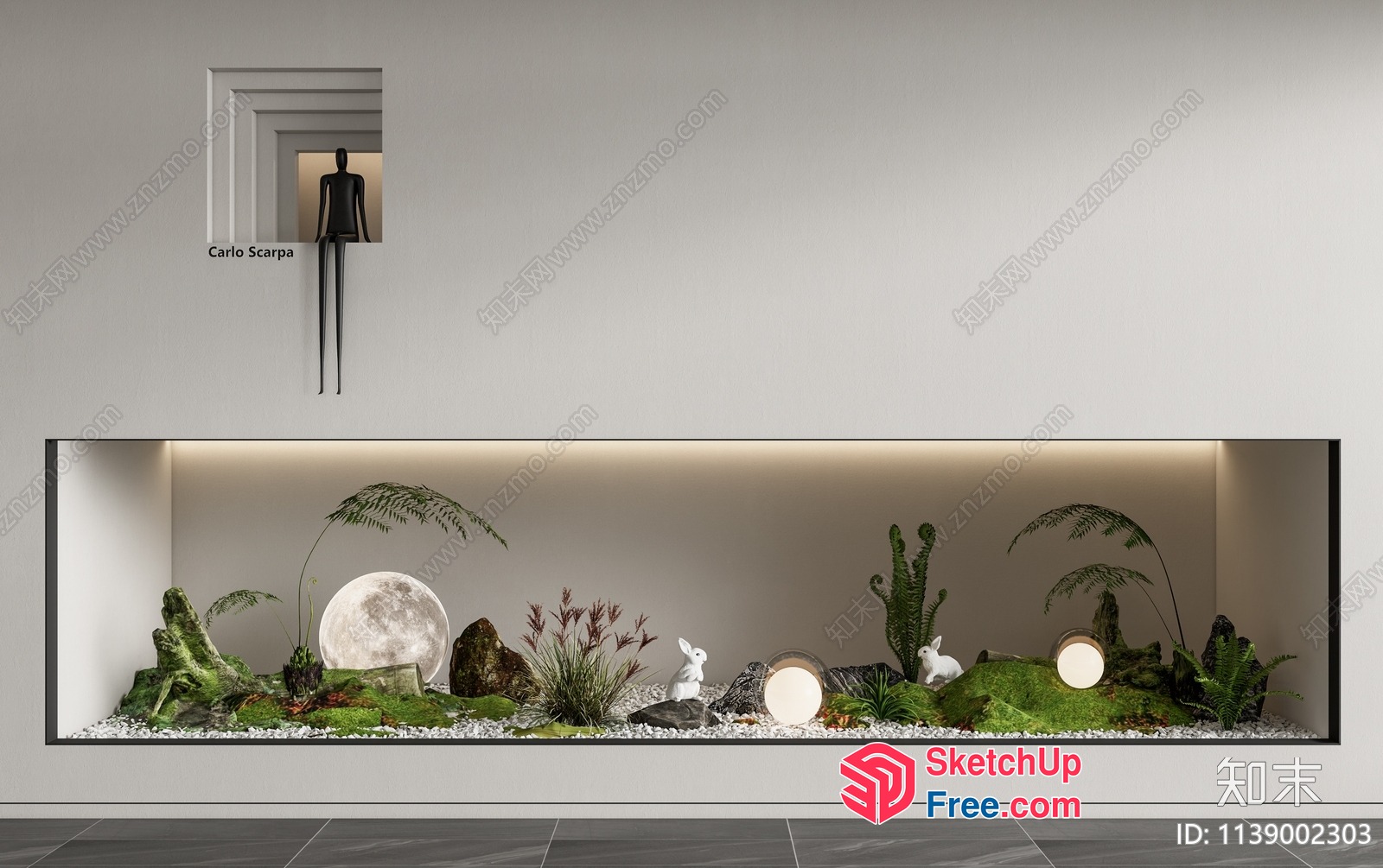 Minimalist Japanese-Inspired Interior Scene With Modern Decor 3D SketchUp File