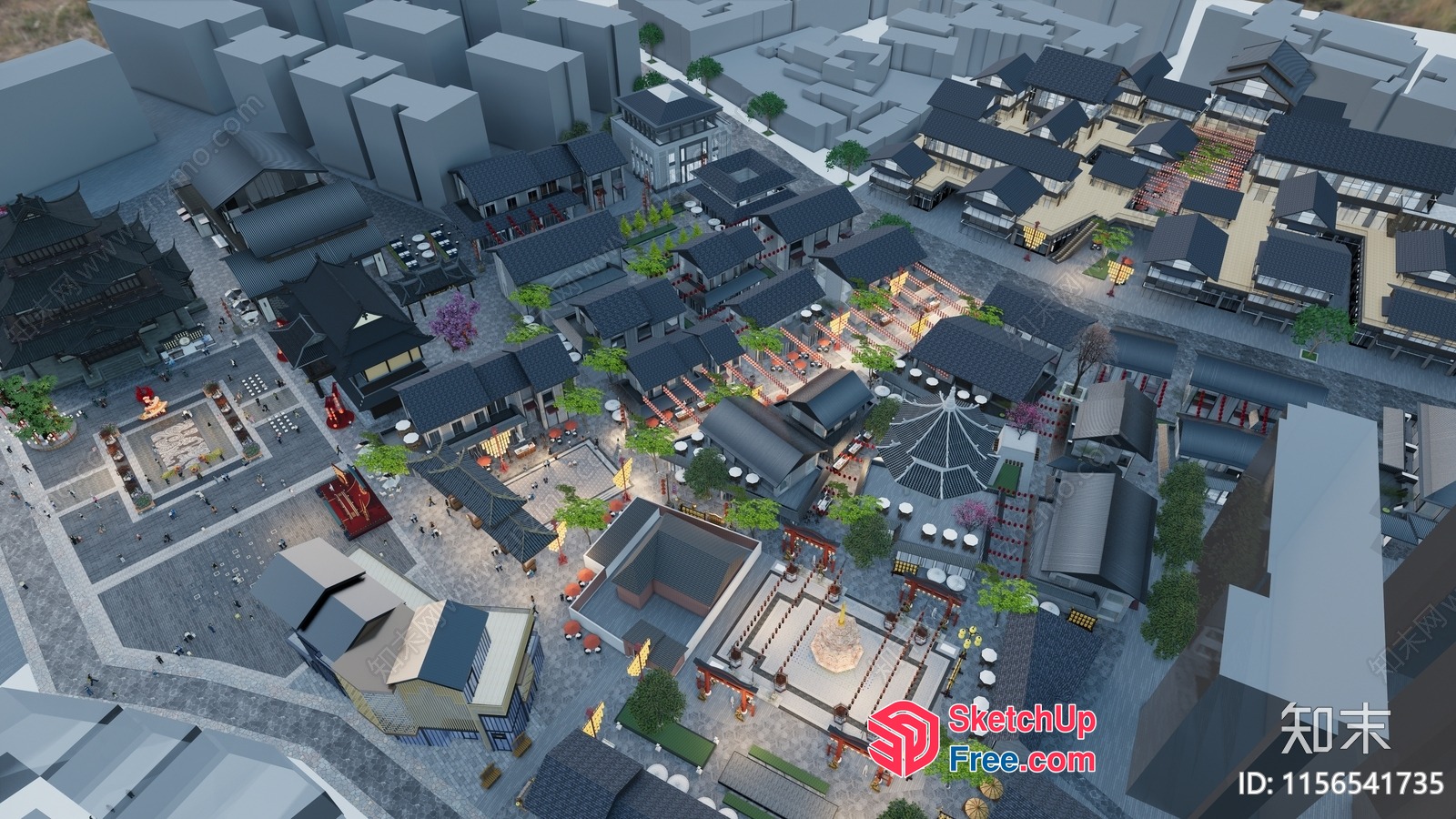 3D Rendering Of A Traditional Chinese Village 3D SketchUp File