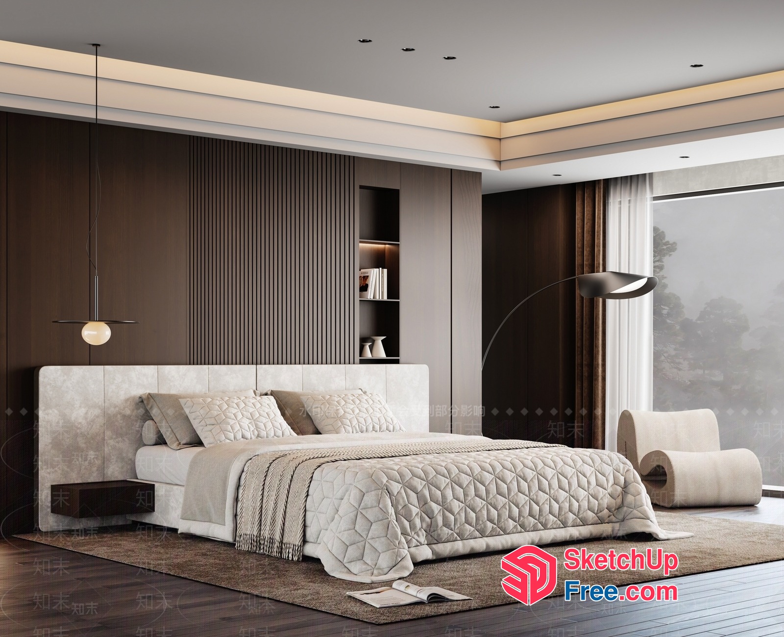 Modern Minimalist Bedroom Interior Design 3D SketchUp File
