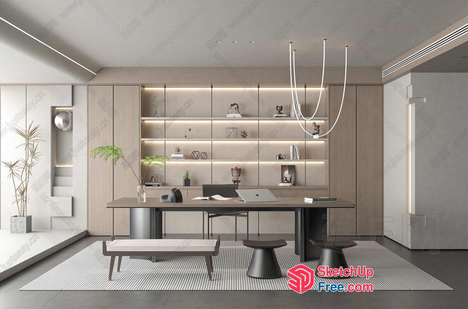 Modern Office Space With Sleek Furniture And Decor 3D SketchUp File