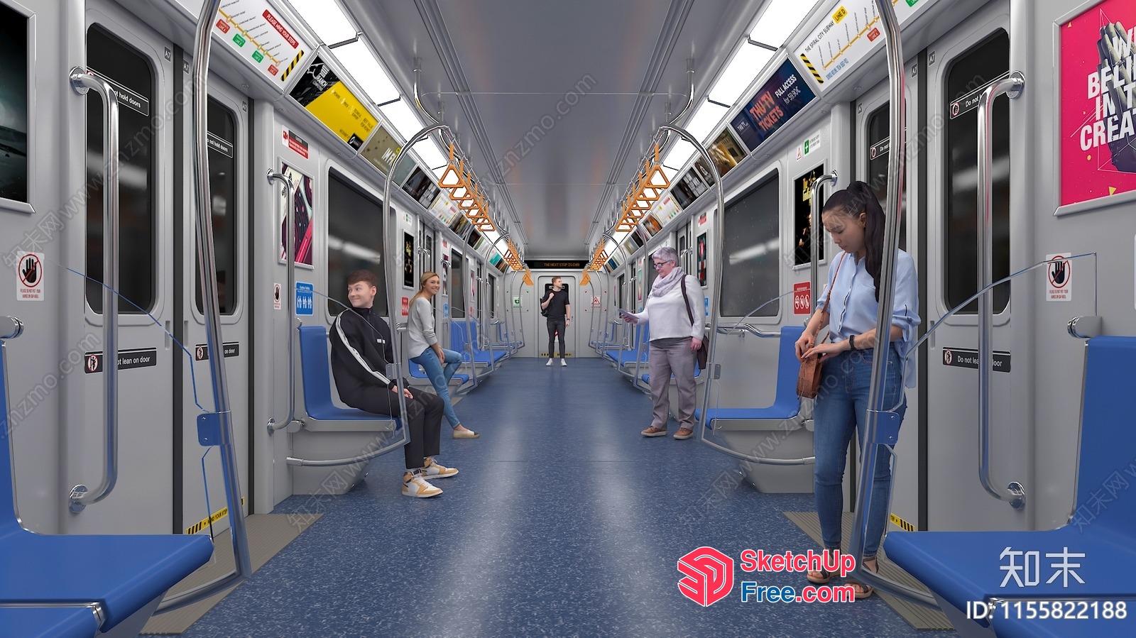 Interior Of A Train Carriage 3D SketchUp File