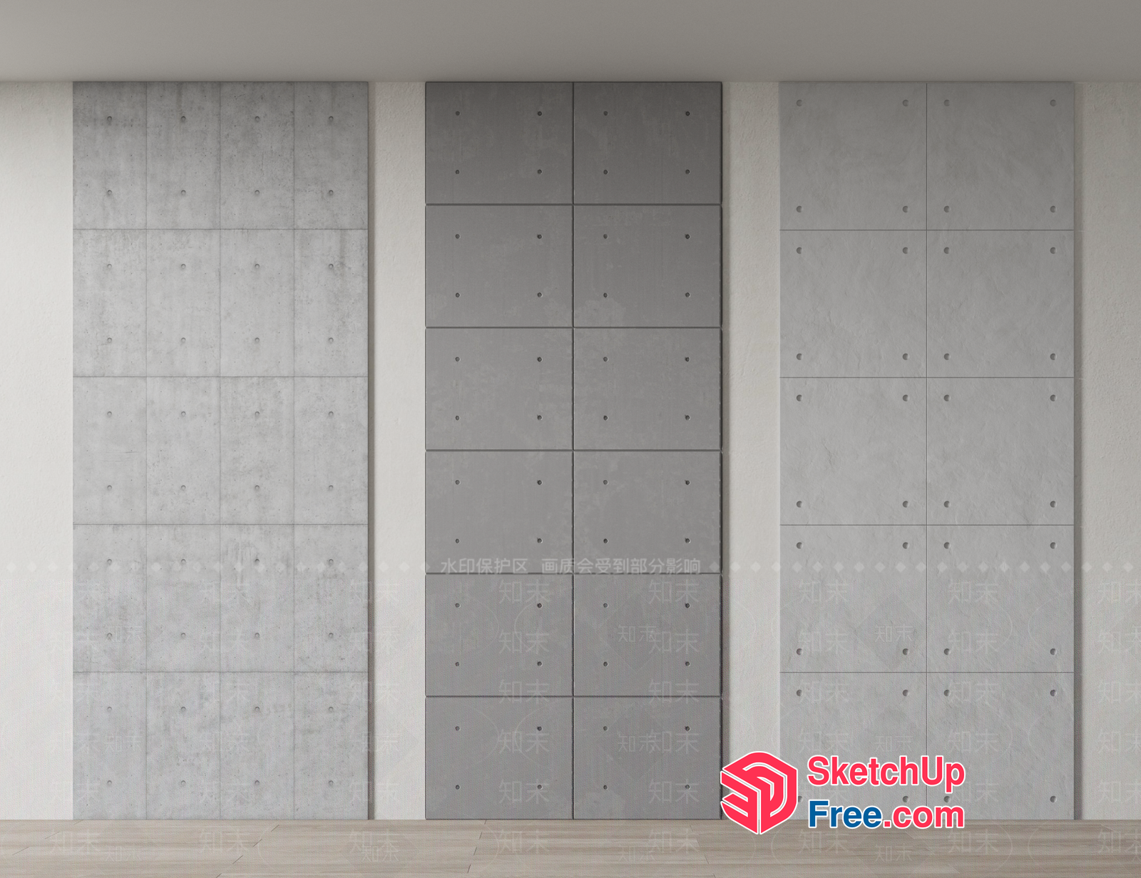 Modern Concrete Wall Panels 3D SketchUp File