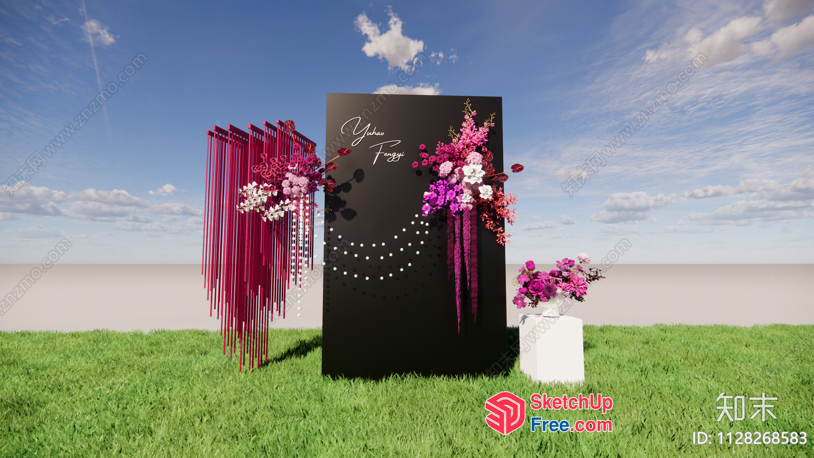 Elegant Outdoor Wedding Decor With Floral Arrangements 3D SketchUp File