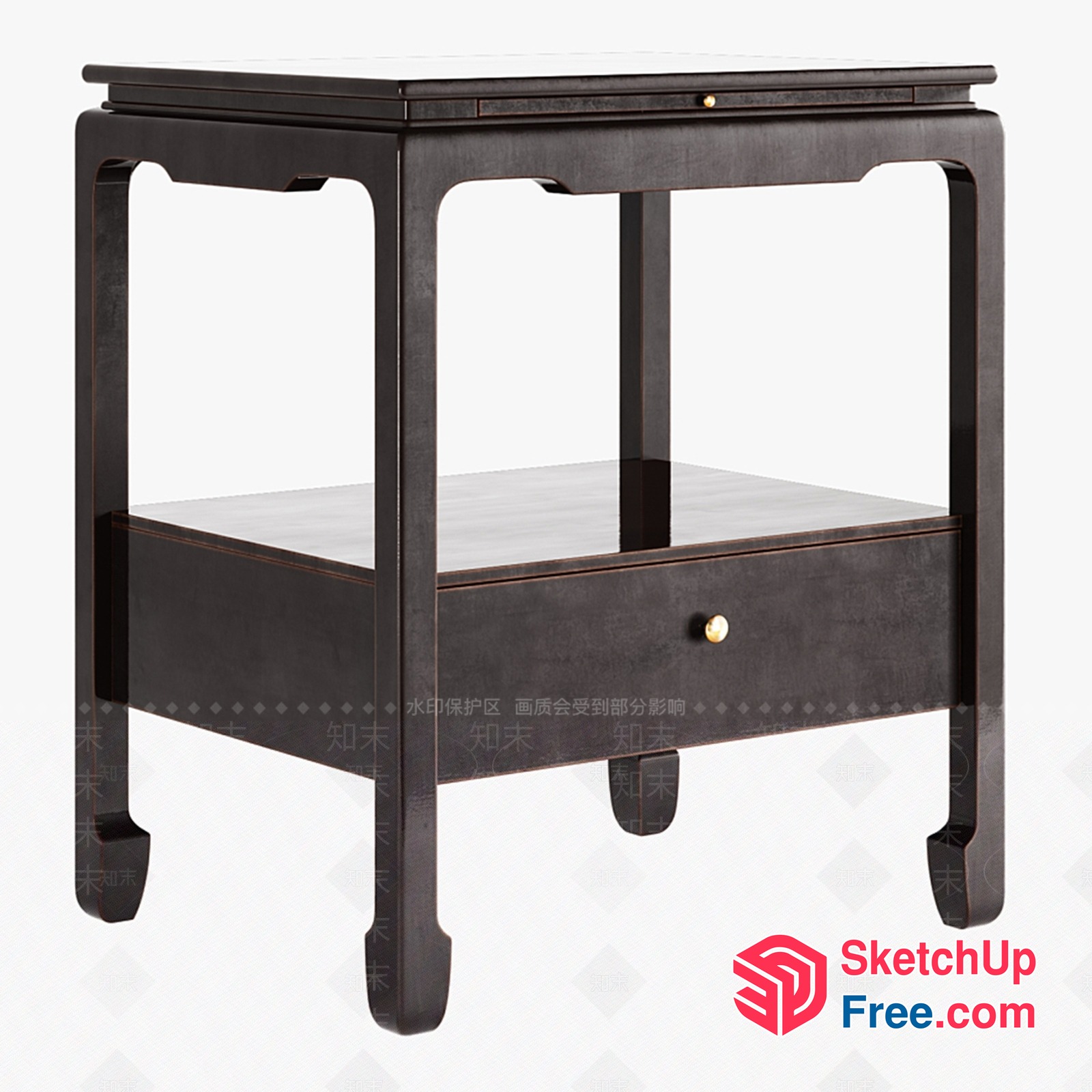 Simple Black Side Table With Drawer And Shelf 3D SketchUp File