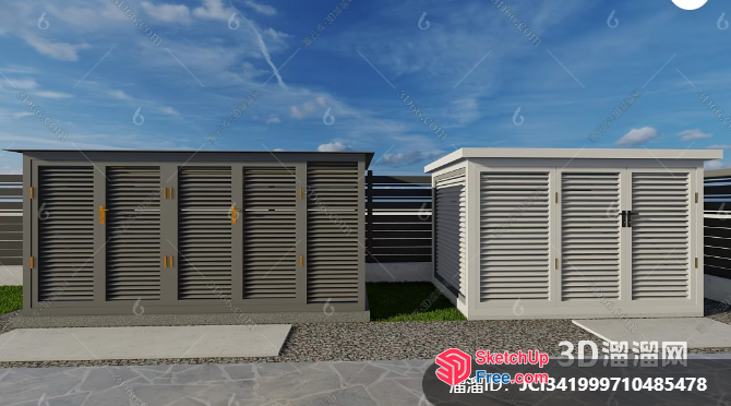 Exterior Compound Wall With Two Gates 3D SketchUp File