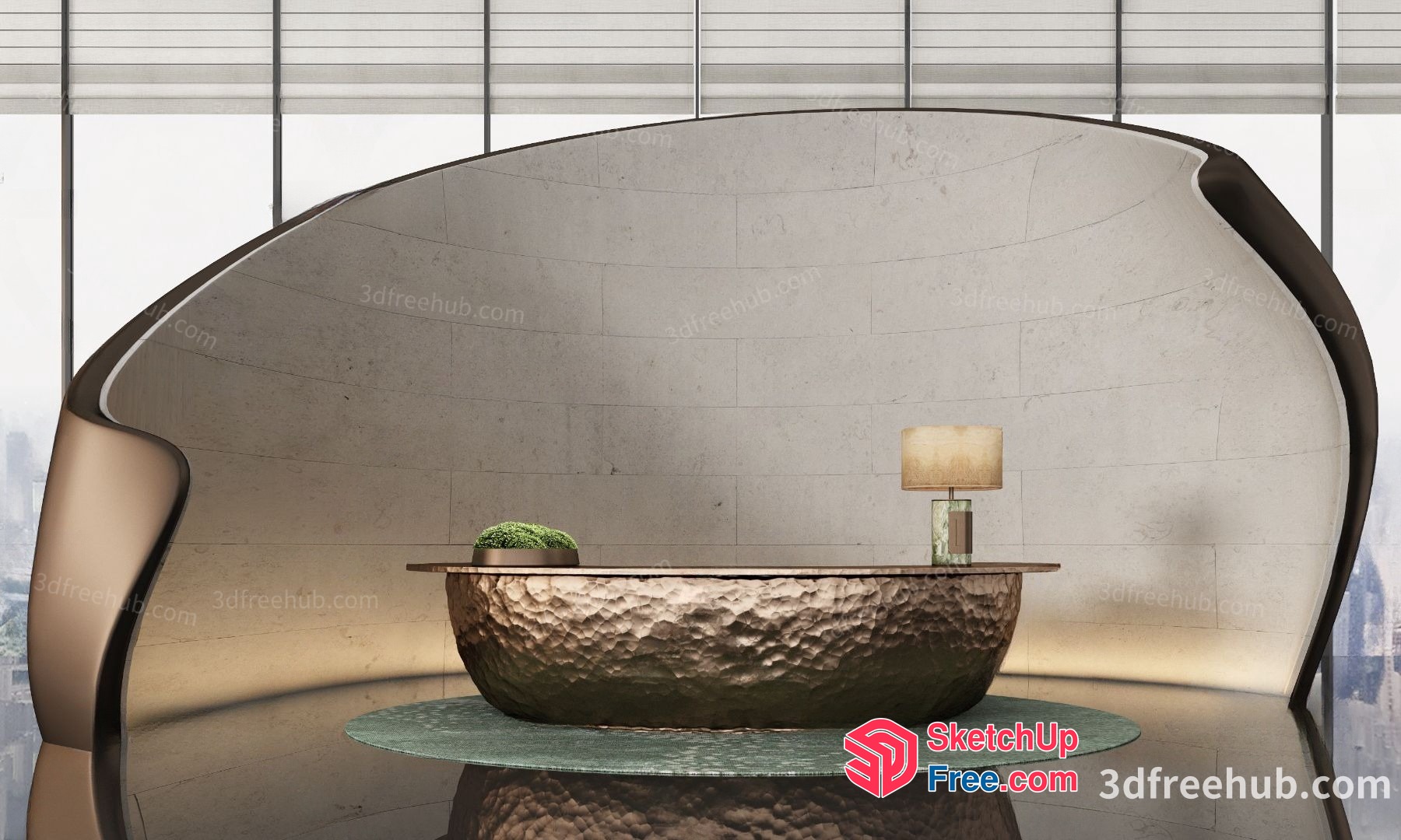 Modern Bathroom Interior With Bathtub And Decorative Elements 3D SketchUp File