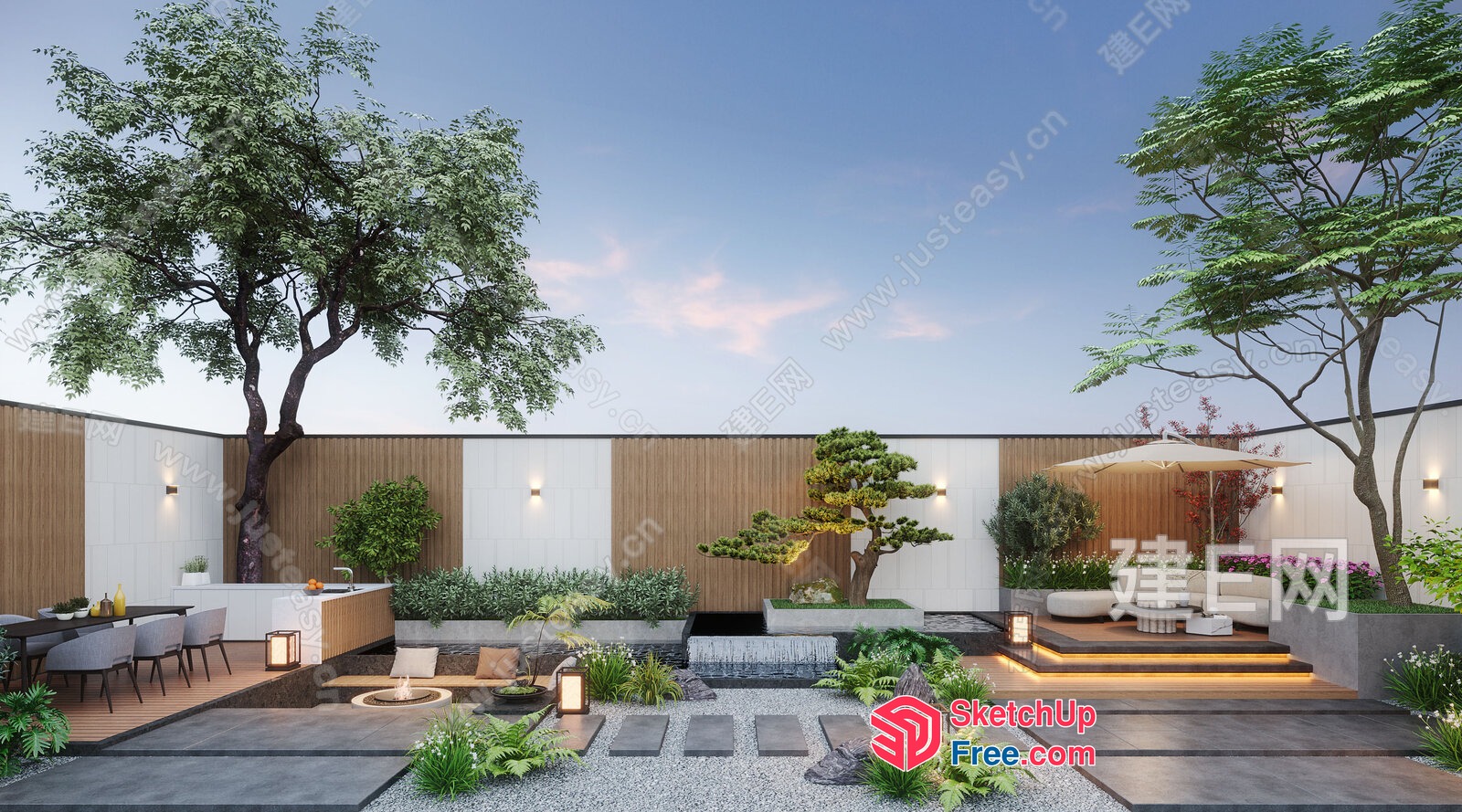 Modern Japanese-Inspired Outdoor Oasis 3D SketchUp File