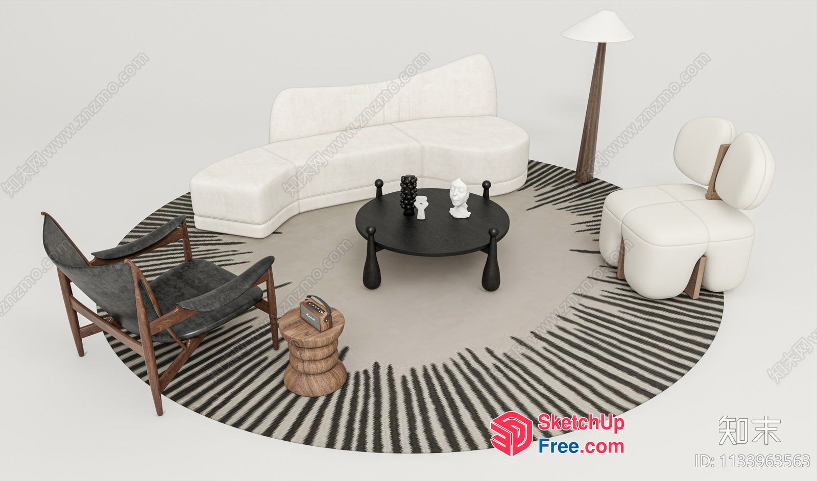 Minimalist Living Room Furniture Arrangement 3D SketchUp File