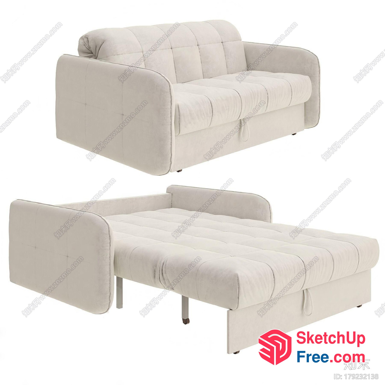 White Sofa And Bed Combination 3D SketchUp File