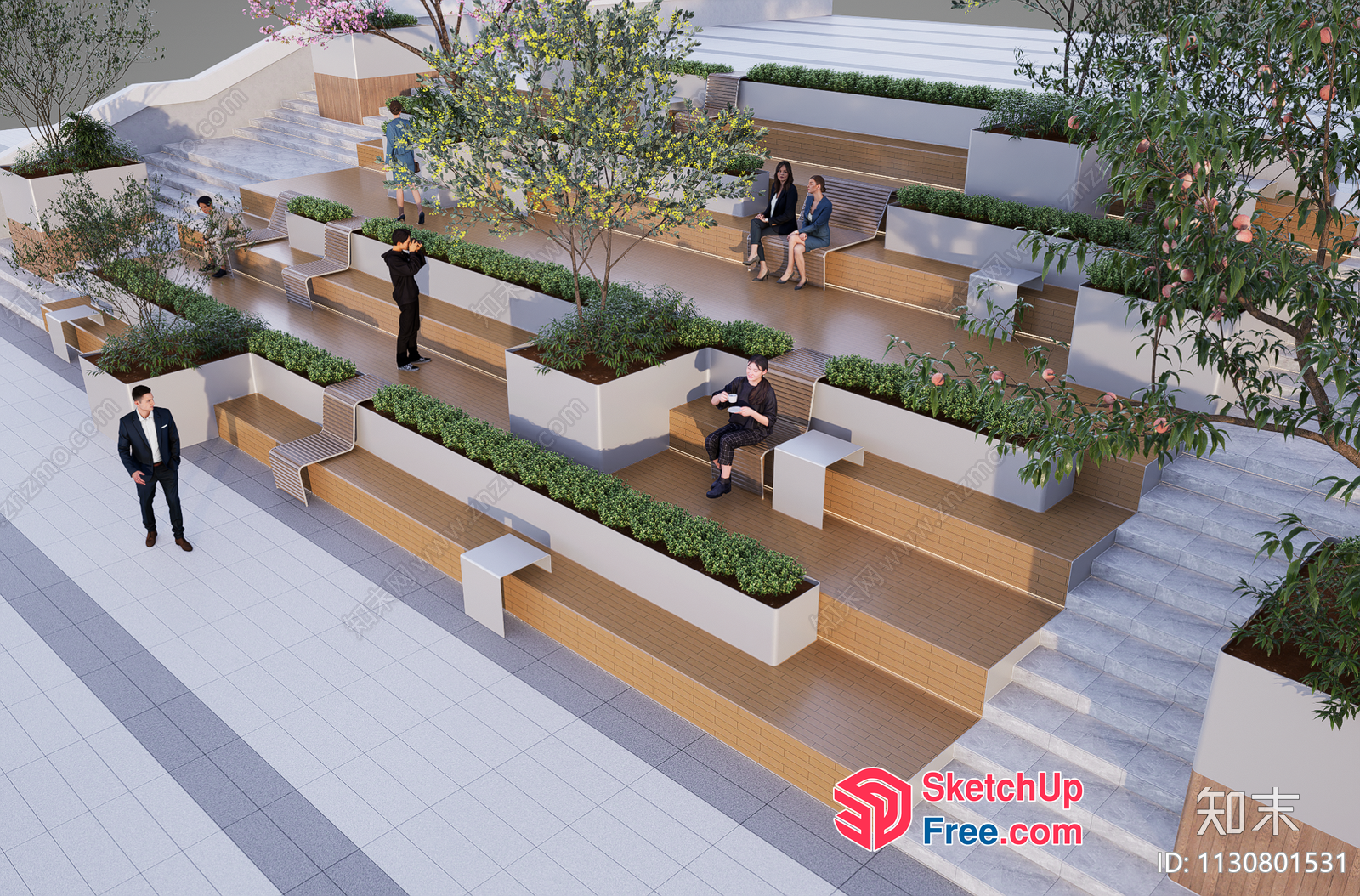 Stairs And Outdoor Seating Area 3D SketchUp File