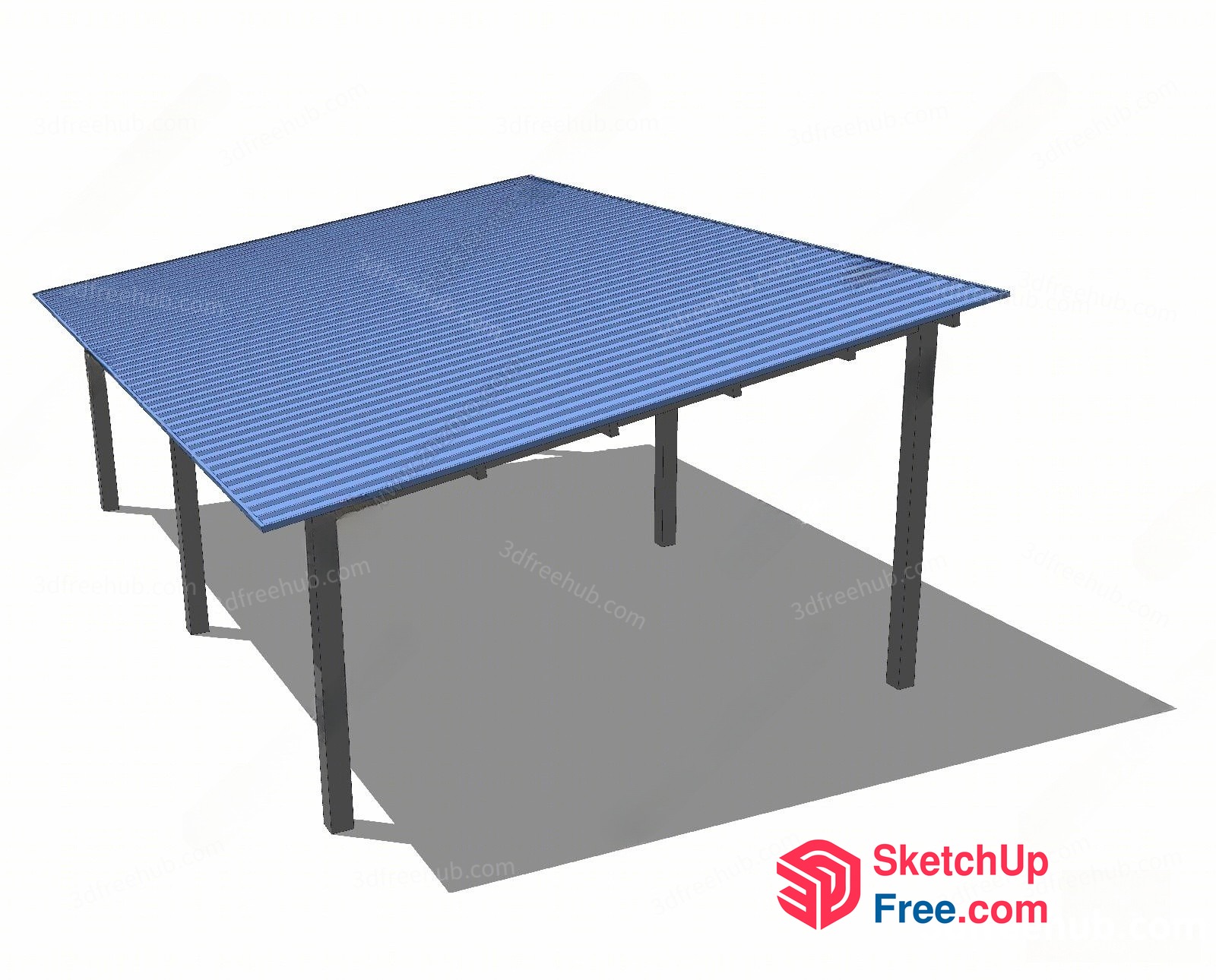 3D Blue Table With Striped Surface 3D SketchUp File