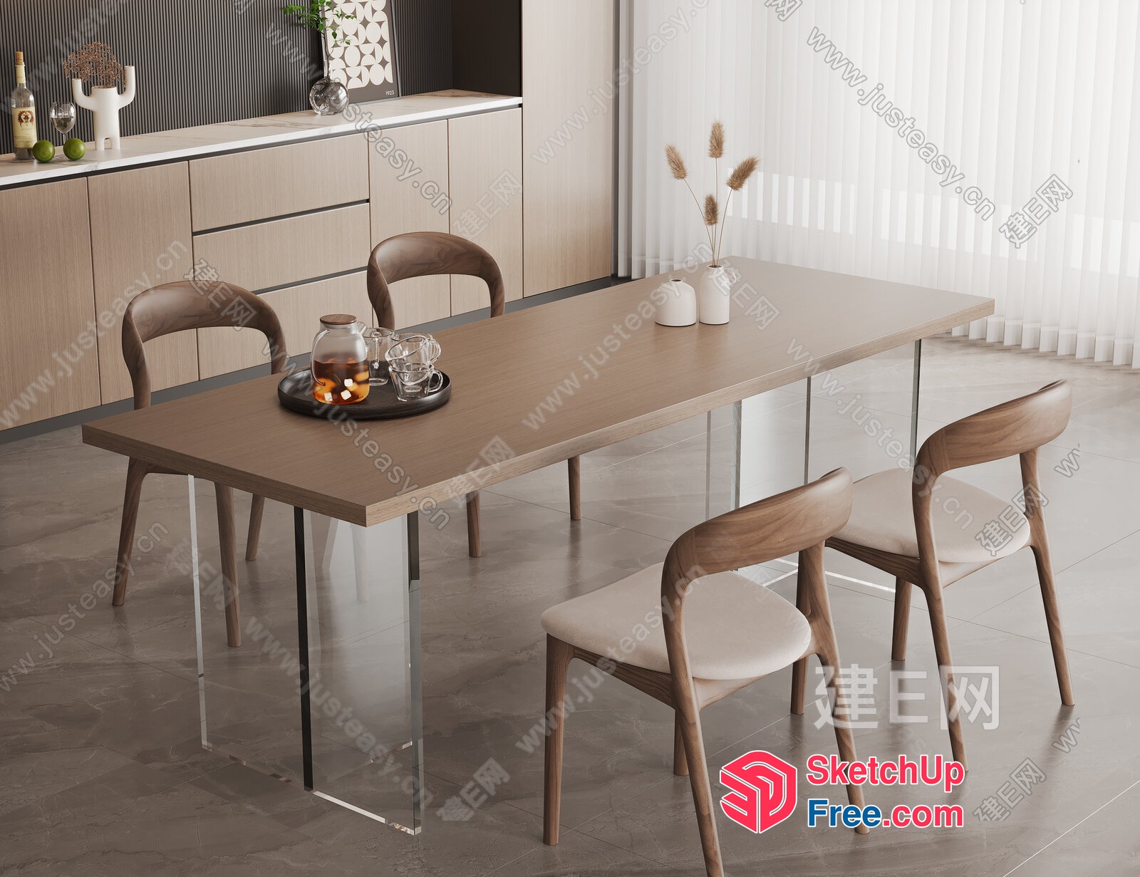 Modern Minimalist Dining Room Interior 3D SketchUp File