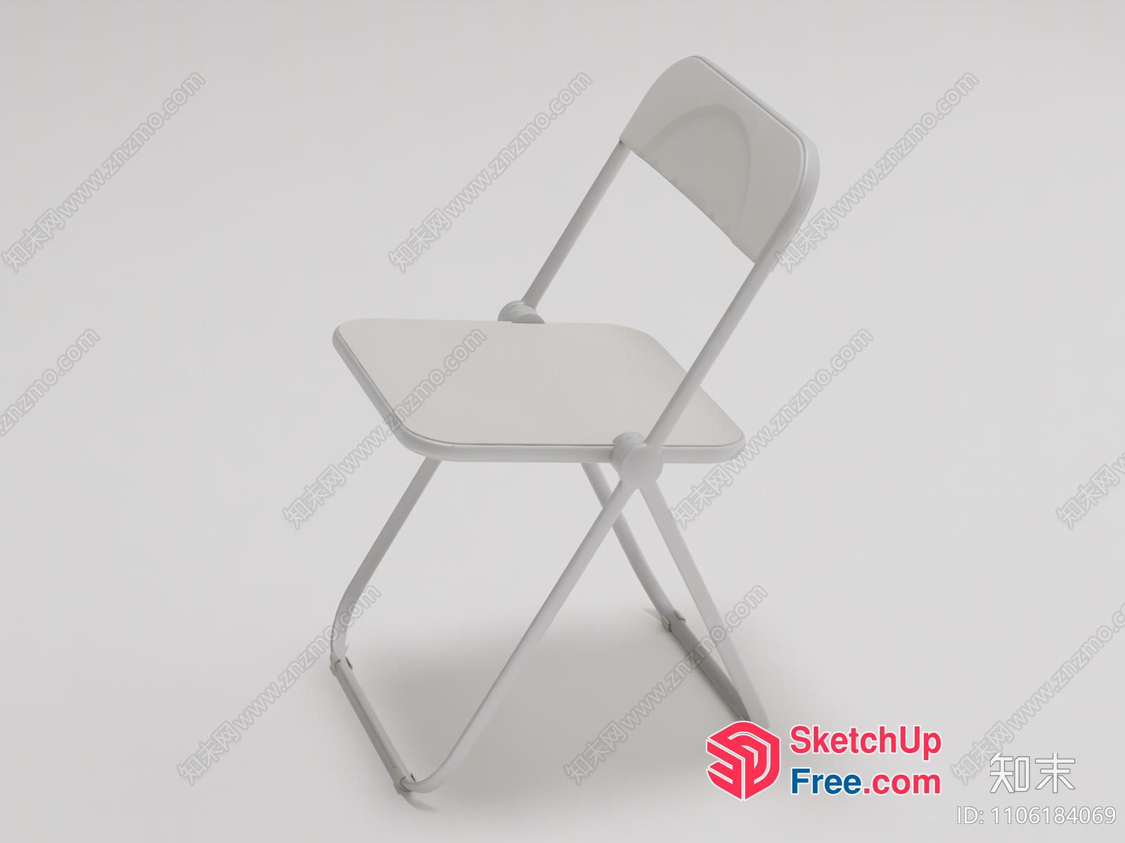 White Folding Chair Against Light Background 3D SketchUp File