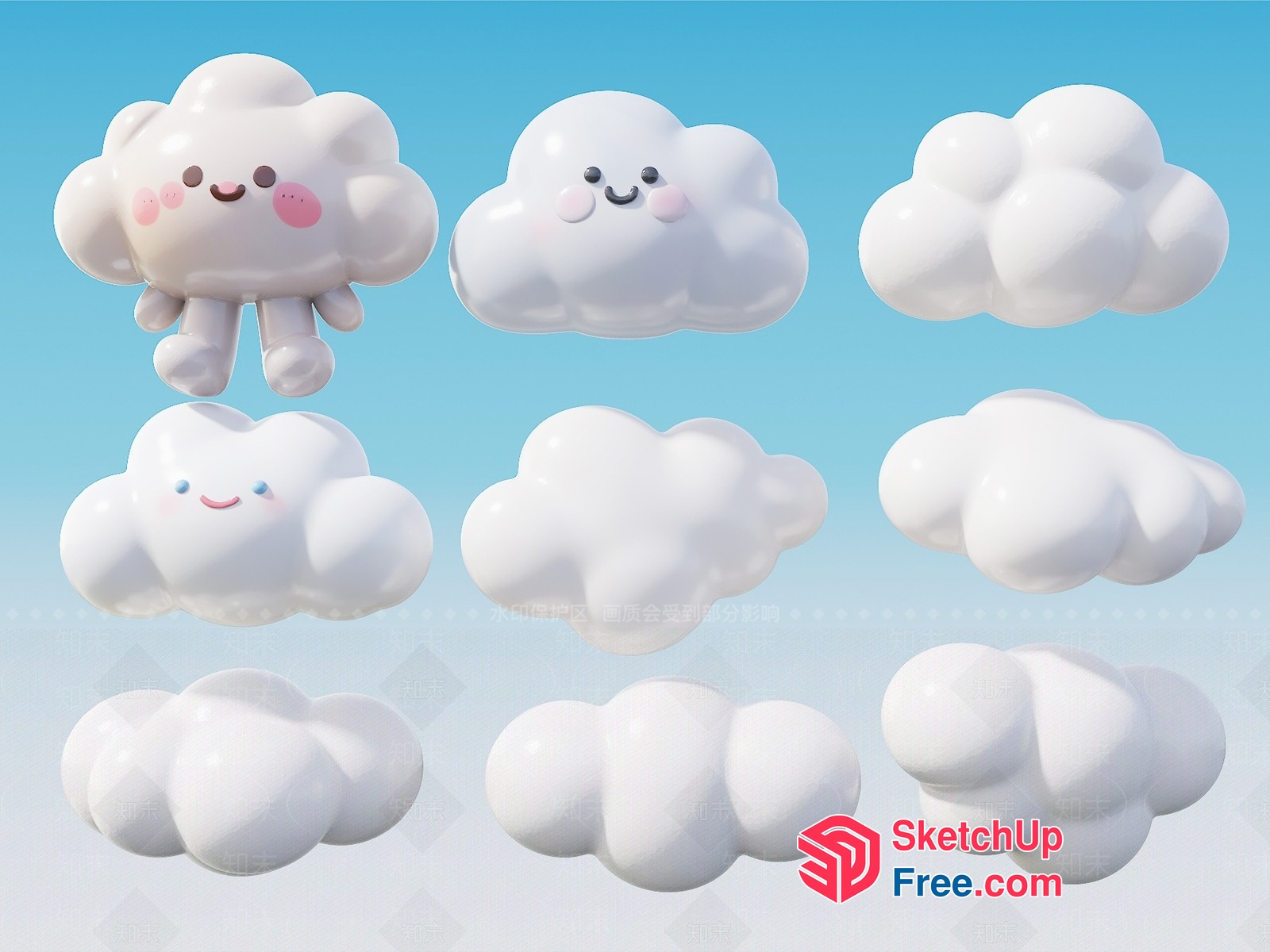 Cloudy White Clouds In The Sky 3D SketchUp File