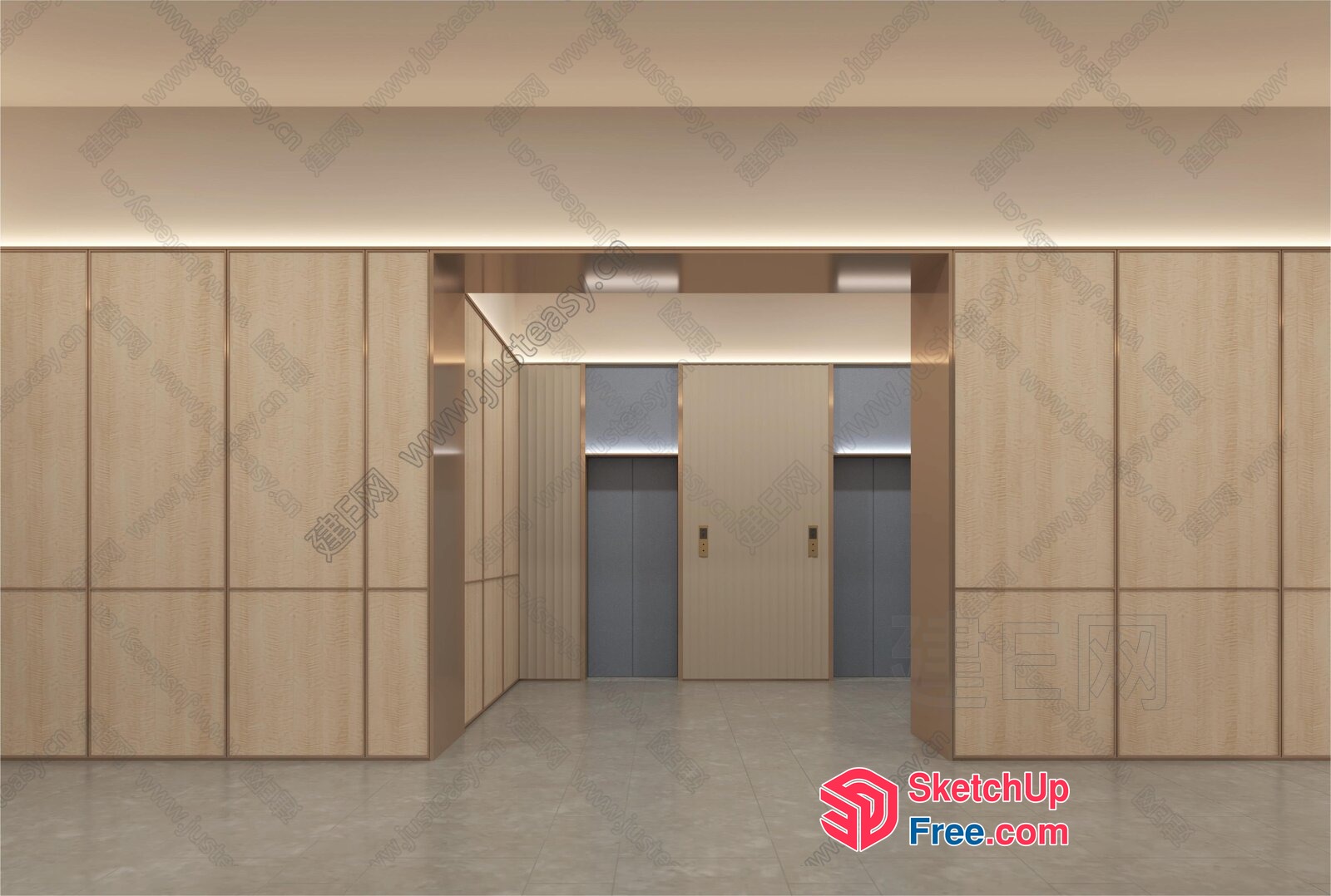 Modern Elevator And Staircase Interior Design 3D SketchUp File