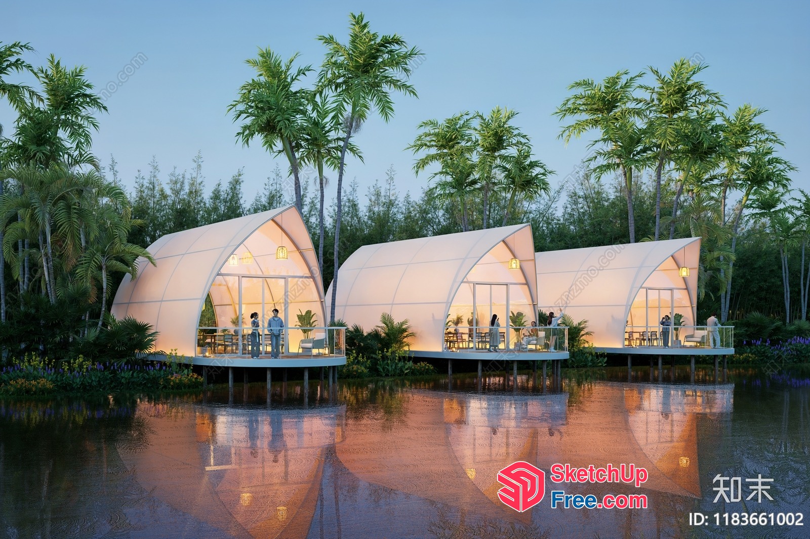 Tropical Luxury Resort Exterior 3D SketchUp File
