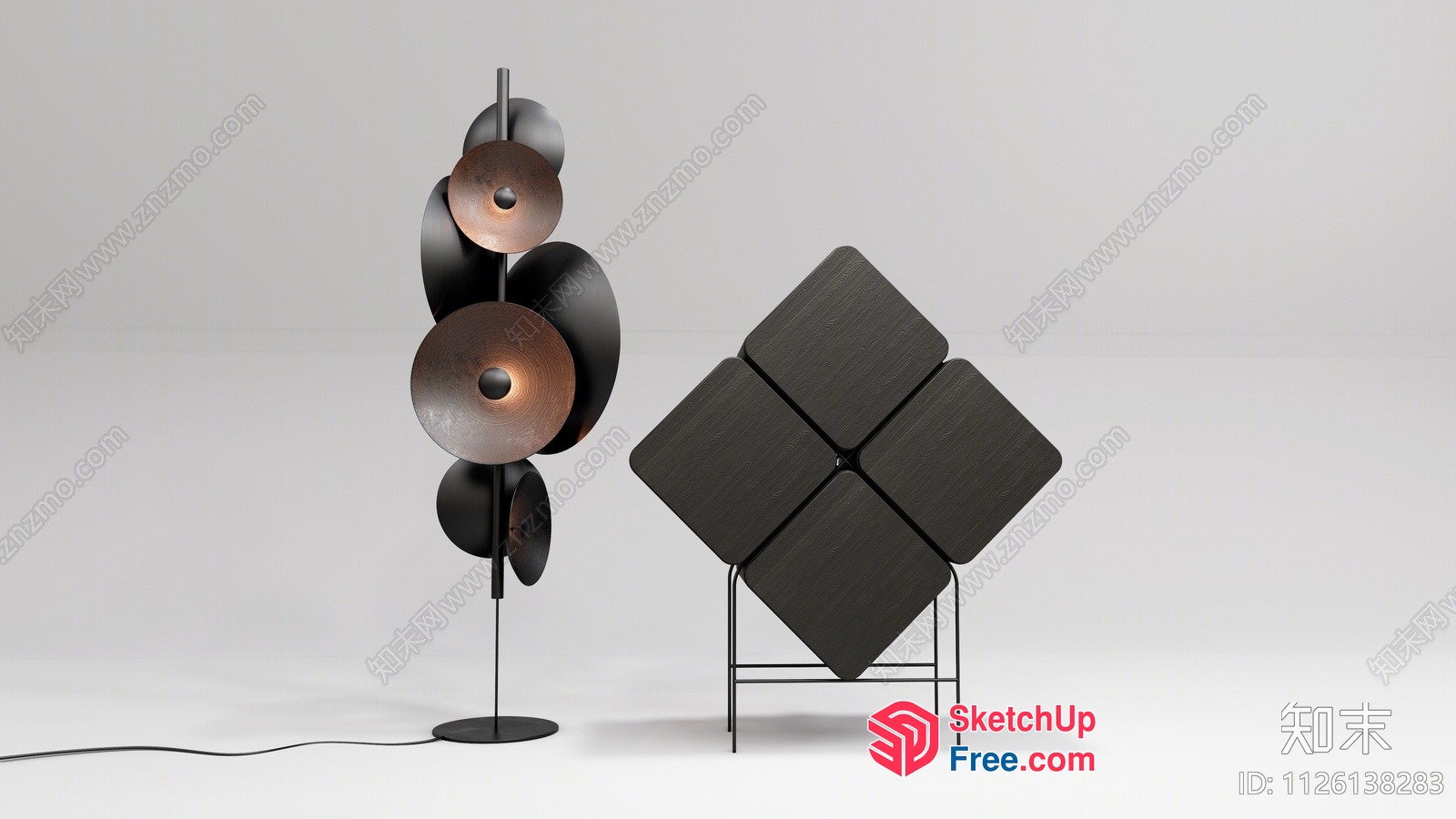 Modern Table Lamp And Stool Set 3D SketchUp File