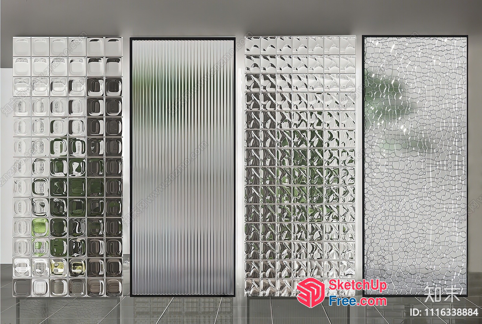Glass Brick Wall Partition 3D SketchUp File