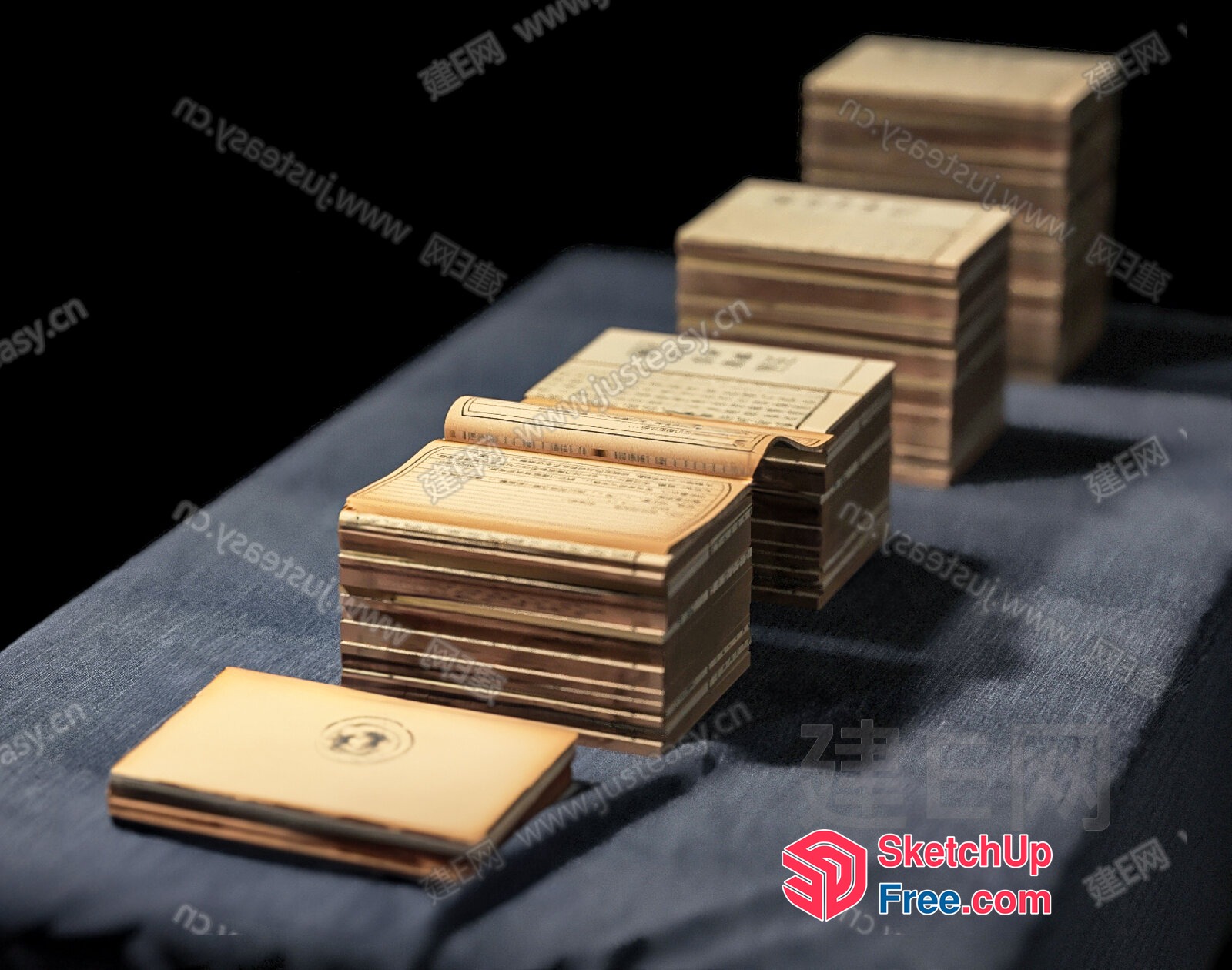 Stacked Cards With Chinese Writing 3D SketchUp File