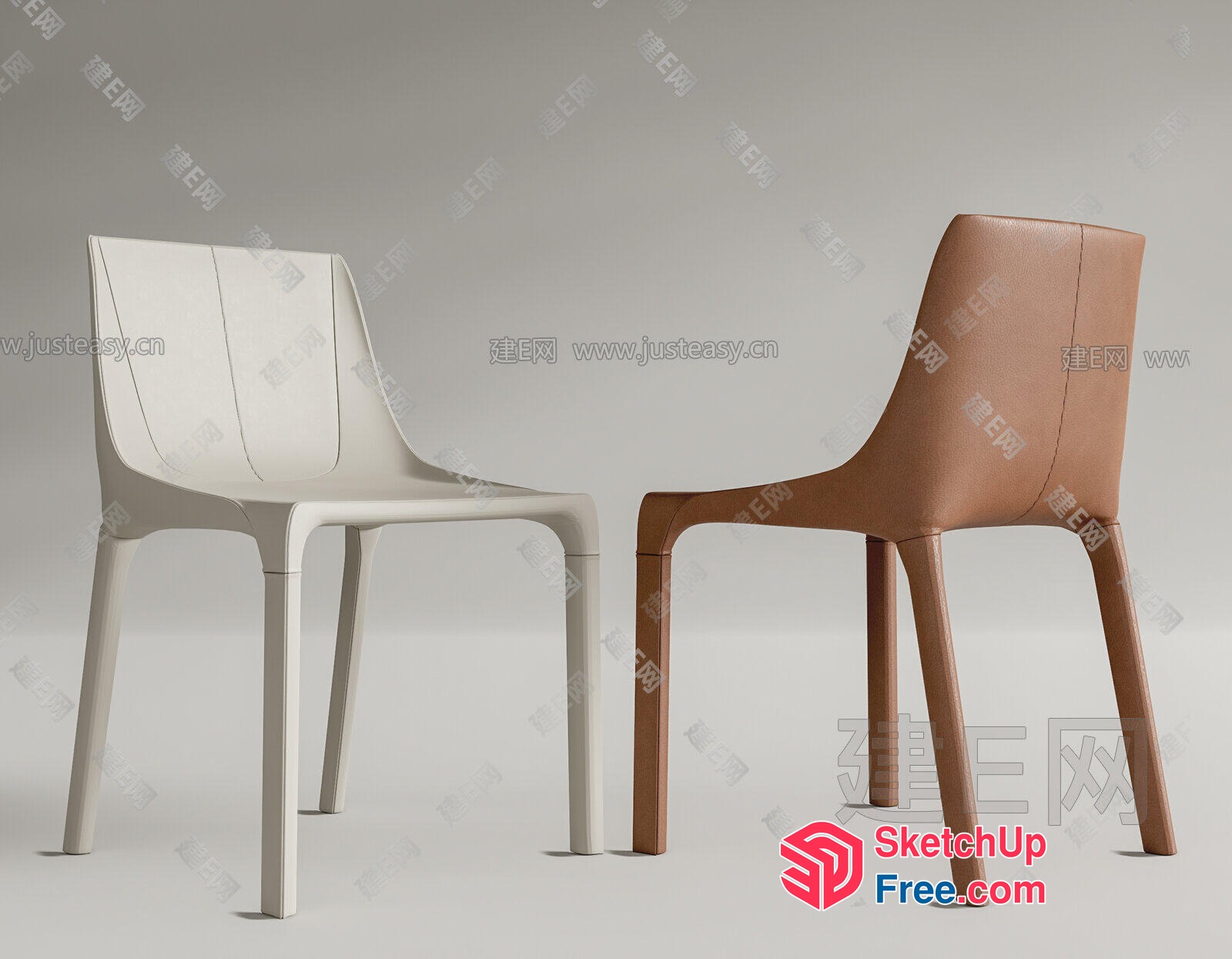 Two Chairs In A Neutral Setting 3D SketchUp File