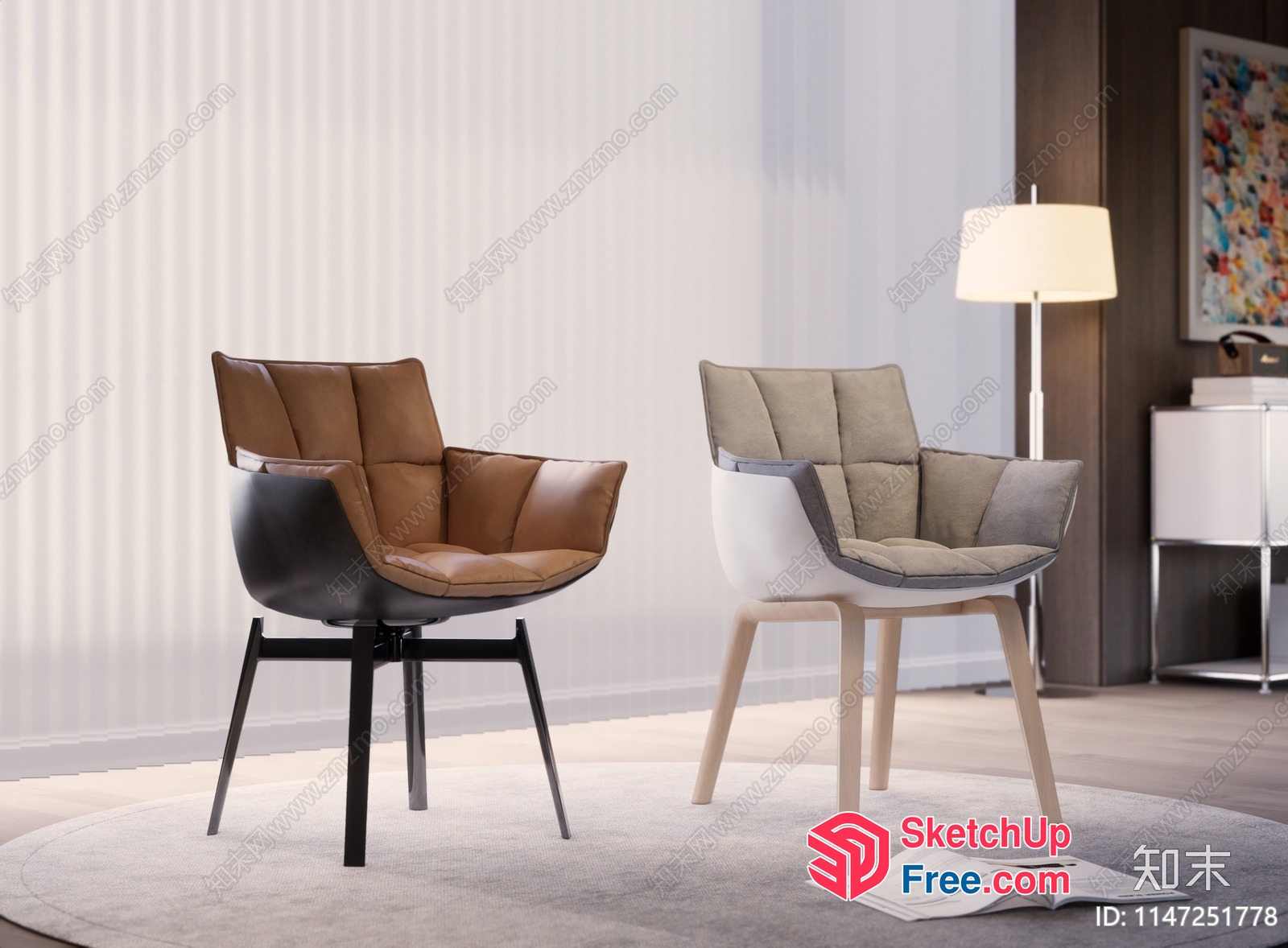 Two Modern Chairs In A Spacious Room 3D SketchUp File