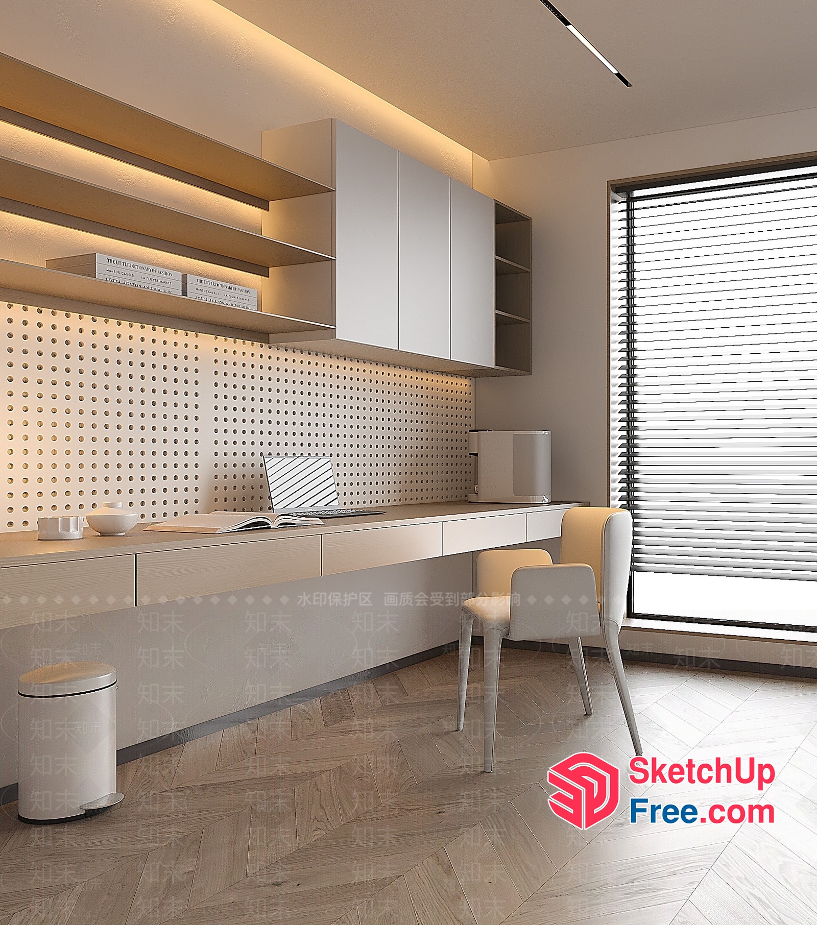 Modern Minimalist Home Office Space 3D SketchUp File