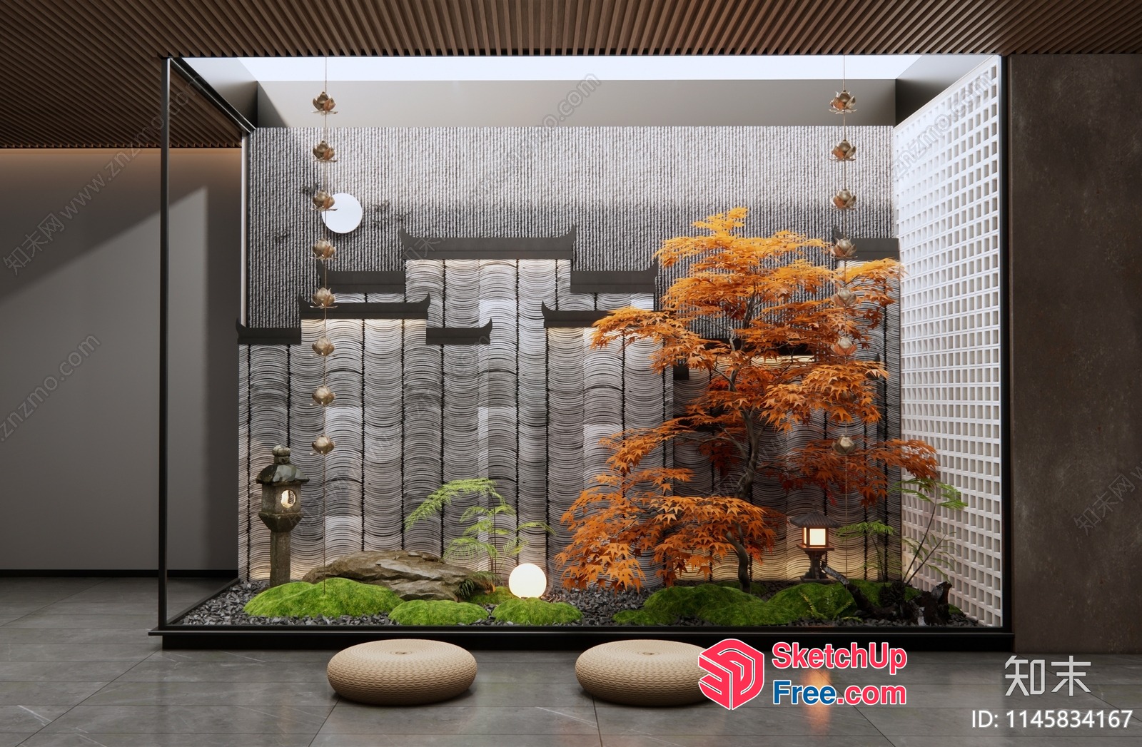 Japanese-Inspired Interior With Wabi-Sabi Style And Natural Elements 3D SketchUp File