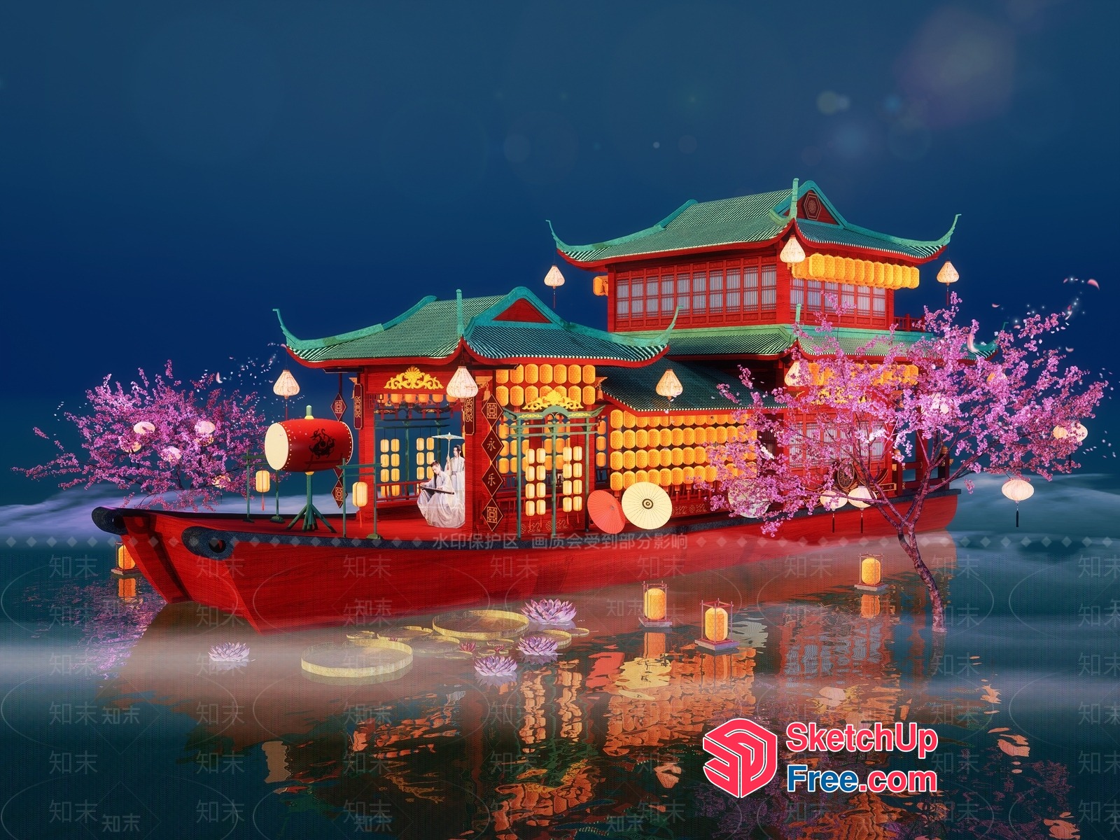 Asian-Inspired Floating Home Decor 3D SketchUp File