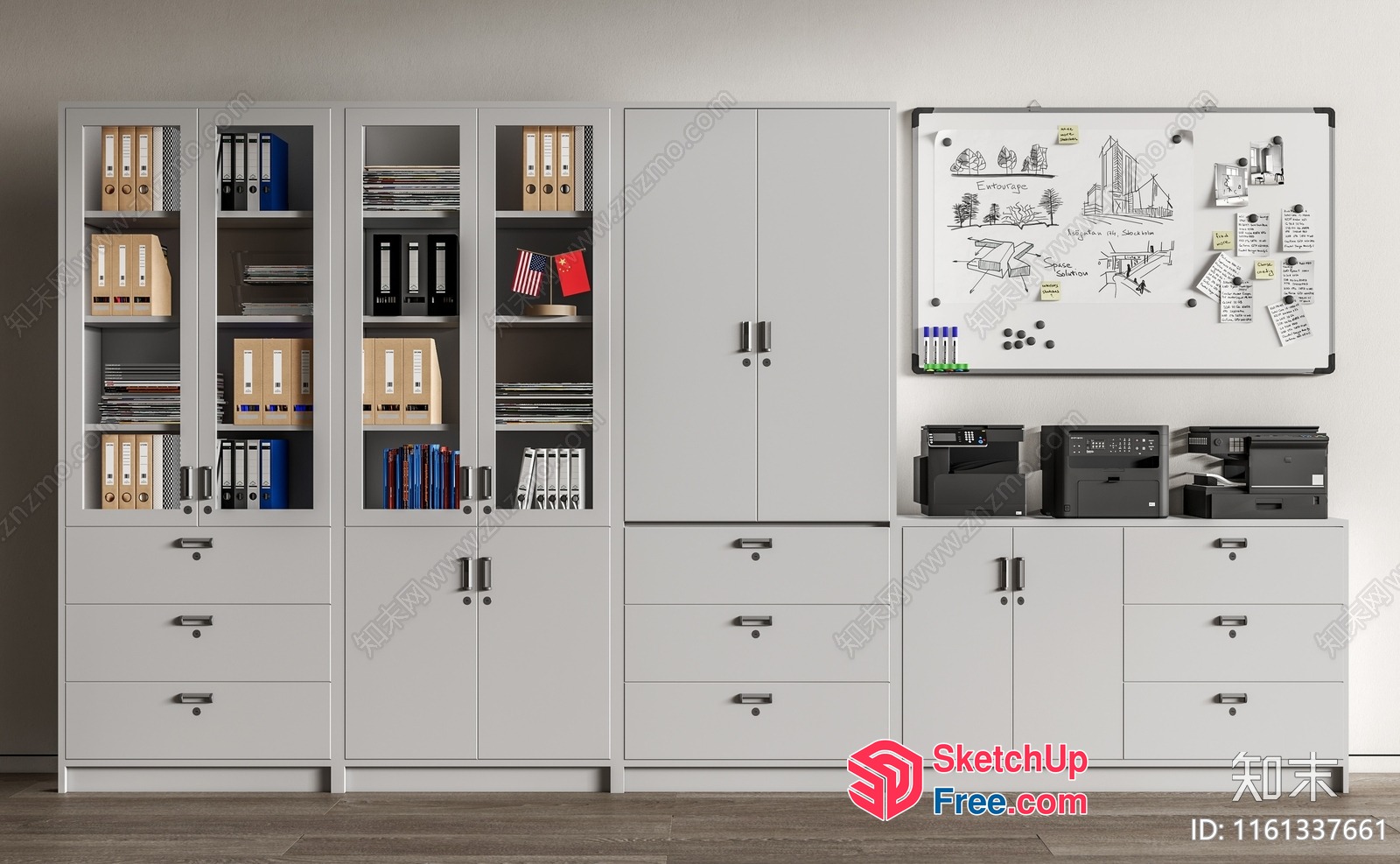 Modern Office Furniture Collection With Storage And Organization 3D SketchUp File